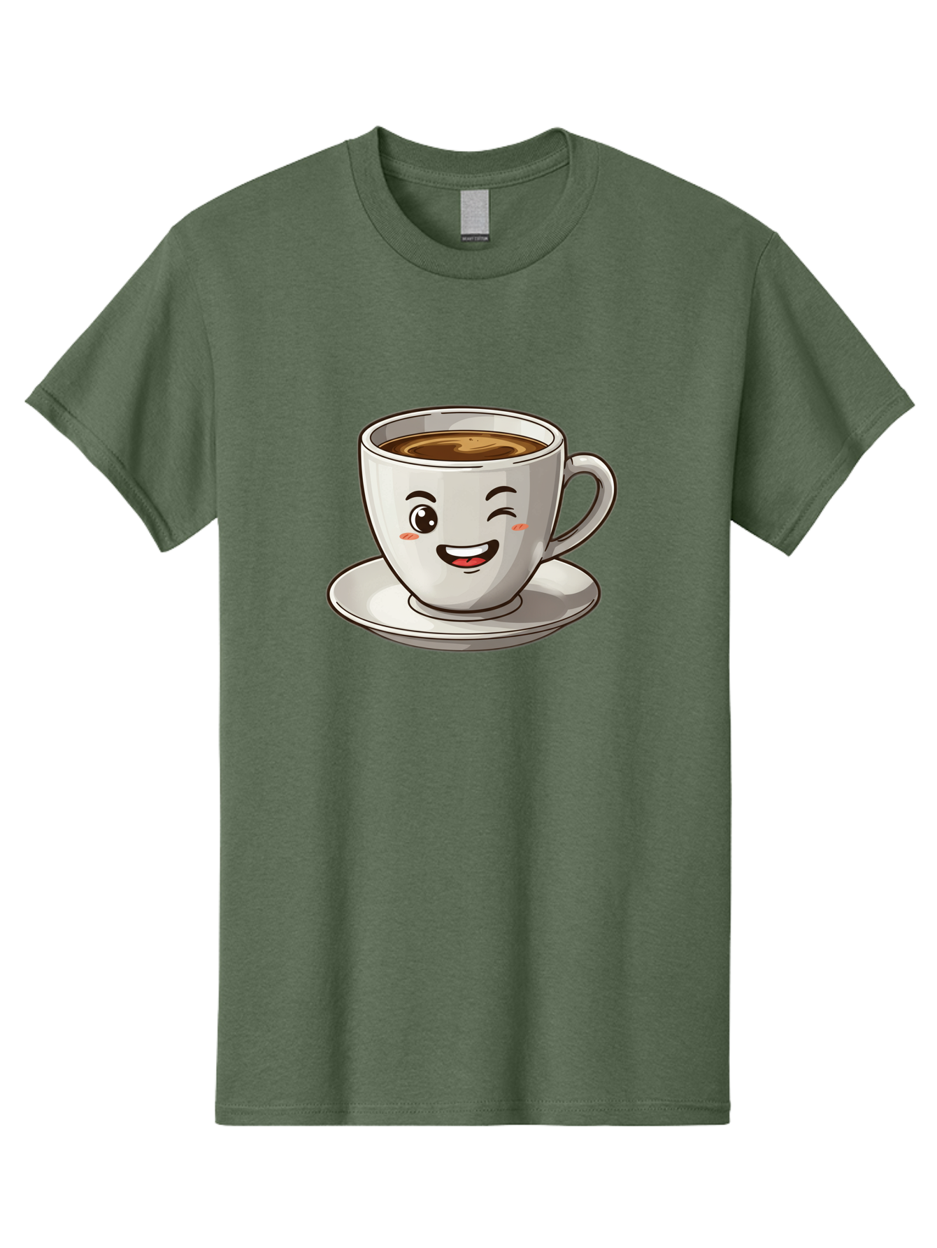 Happy-Coffee-Cup Men'S Graphic Tee, 100% Cotton, Comfortable Casual Summer Wear, Machine Washable, Cup Of Coffee, Cartoon Coffee, Smiling Coffee, Happy Face, Winking Coffee, Coffee Break, Morning Coffee, Coffee Time, Caffeinated Delight, Bac031