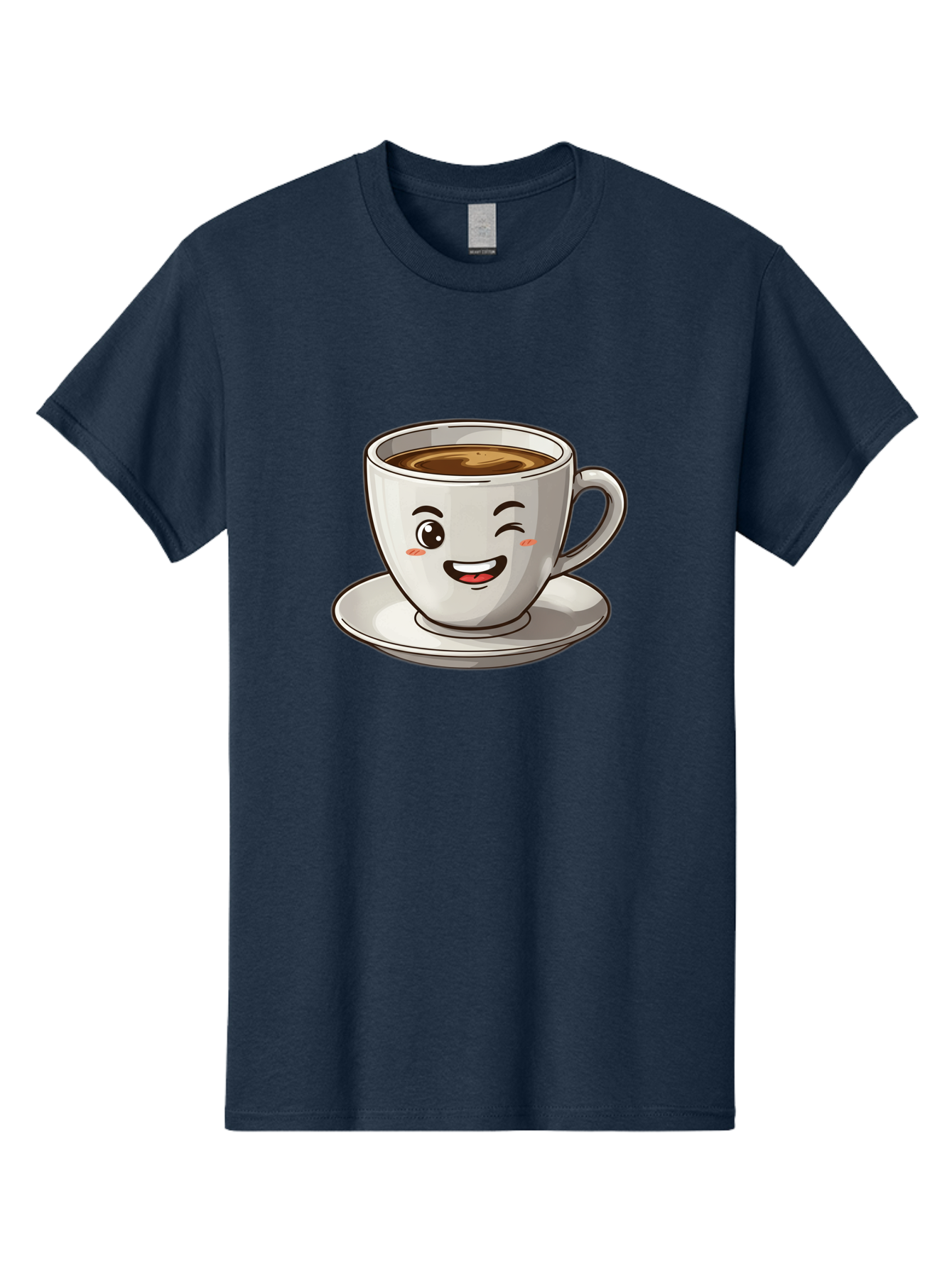 Happy-Coffee-Cup Men'S Graphic Tee, 100% Cotton, Comfortable Casual Summer Wear, Machine Washable, Cup Of Coffee, Cartoon Coffee, Smiling Coffee, Happy Face, Winking Coffee, Coffee Break, Morning Coffee, Coffee Time, Caffeinated Delight, Bac031