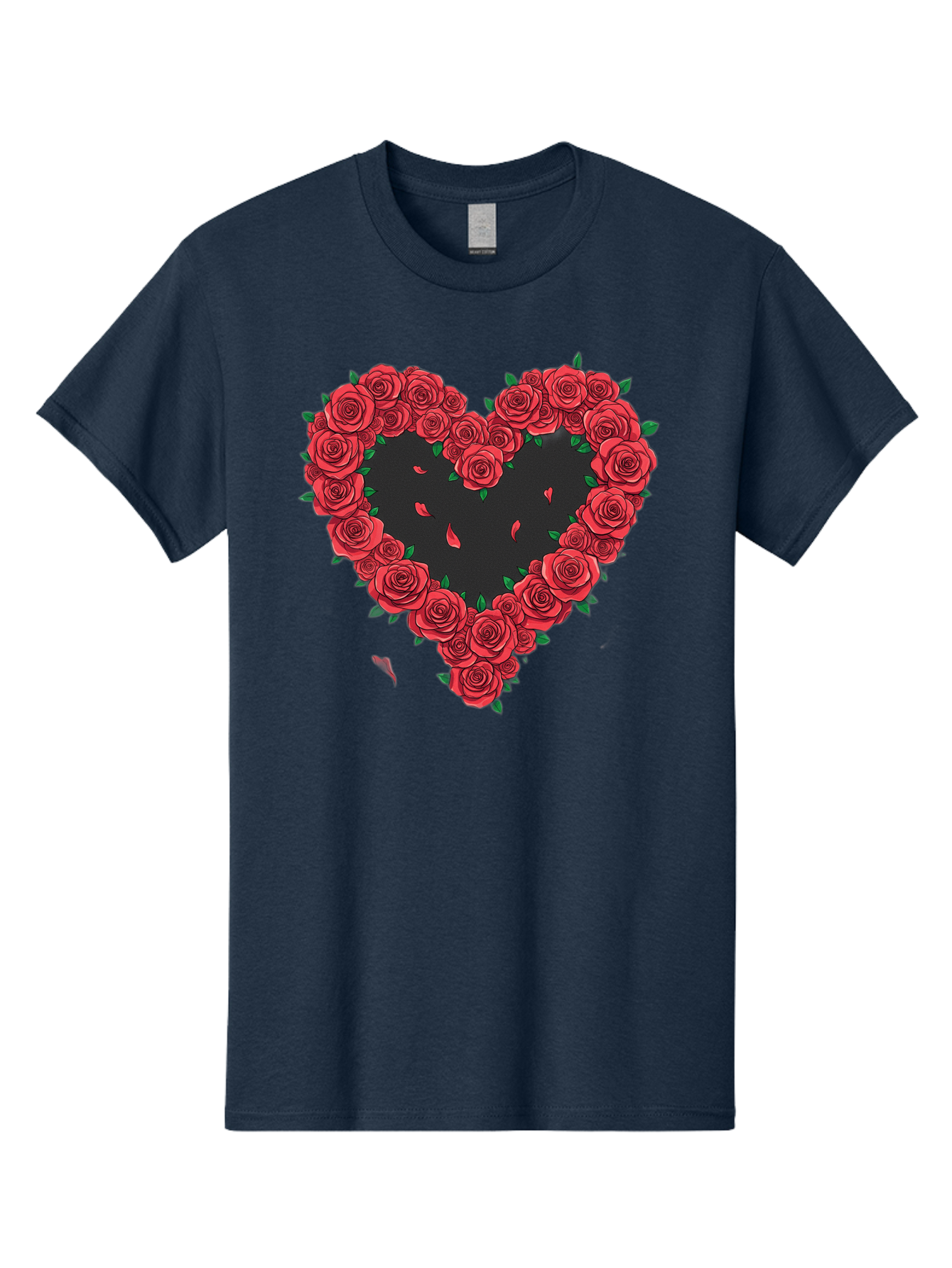 Heart-Of-Roses Men'S Graphic Tee, 100% Cotton, Comfortable Casual Summer Wear, Machine Washable, Heart Shape, Red Roses, Floral Arrangement, Love Symbol, Romance, Valentine'S Day, Beautiful Flowers, Rose Petals Bac034