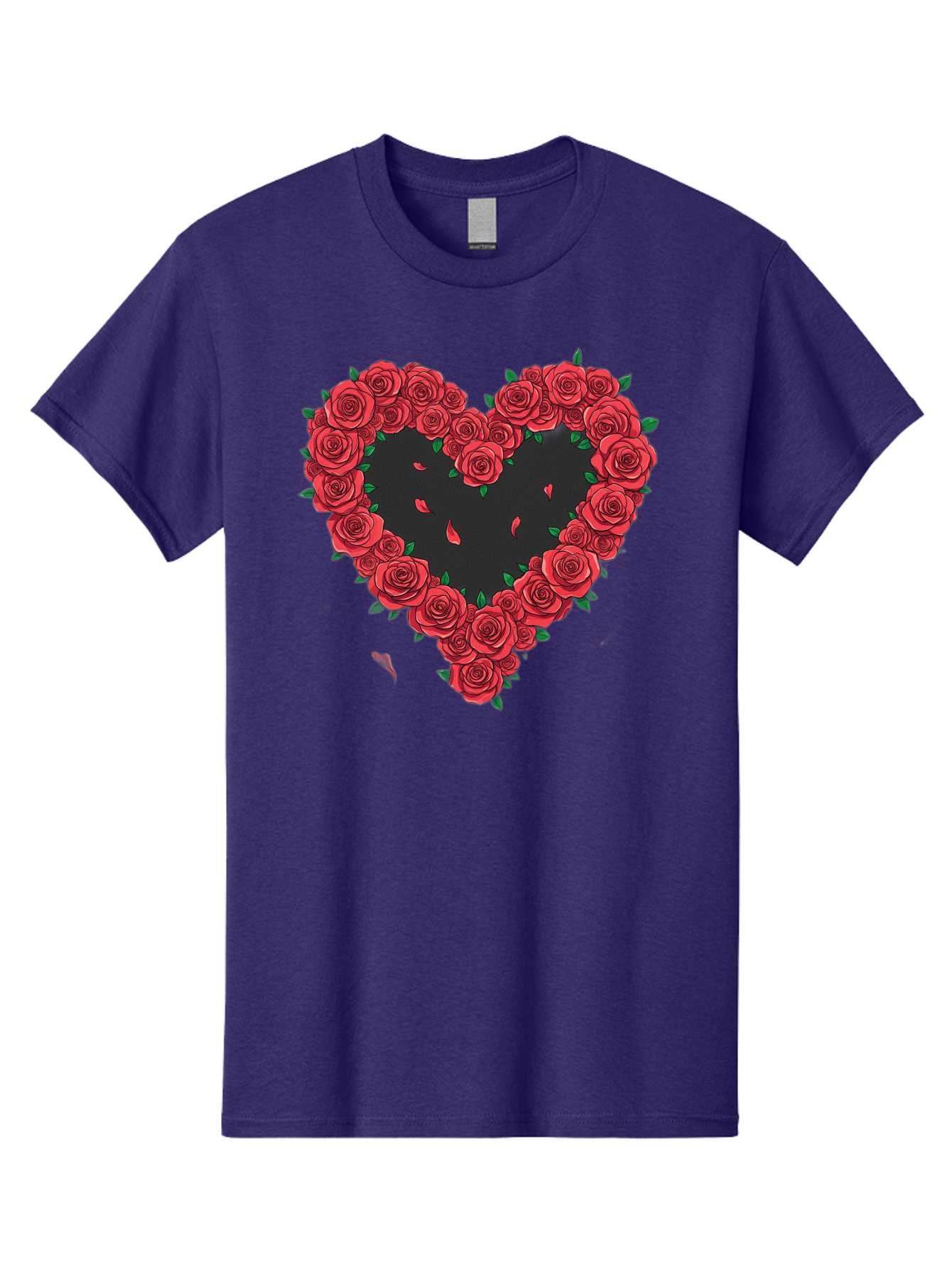 Heart-Of-Roses Men'S Graphic Tee, 100% Cotton, Comfortable Casual Summer Wear, Machine Washable, Heart Shape, Red Roses, Floral Arrangement, Love Symbol, Romance, Valentine'S Day, Beautiful Flowers, Rose Petals Bac034