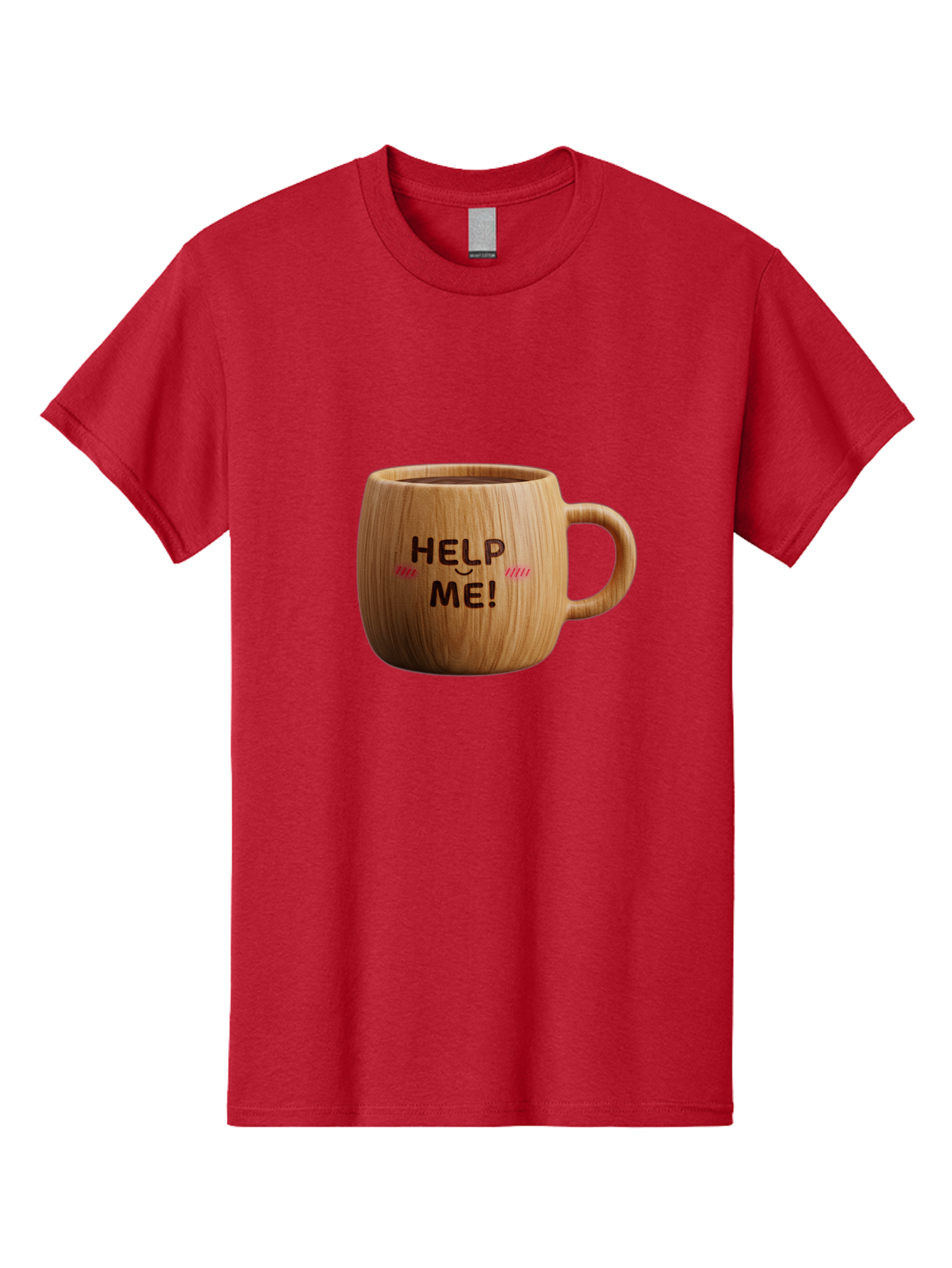 Help-Me-11 Men'S Graphic Tee, 100% Cotton, Comfortable Casual Summer Wear, Machine Washable, Wooden Coffee Mug, Text Design, Humorous Phrase, Funny Quote, Help Me, Quirky Decor, Novelty Gift, Unique Coffee Cup, Whimsical Illustration Bac037