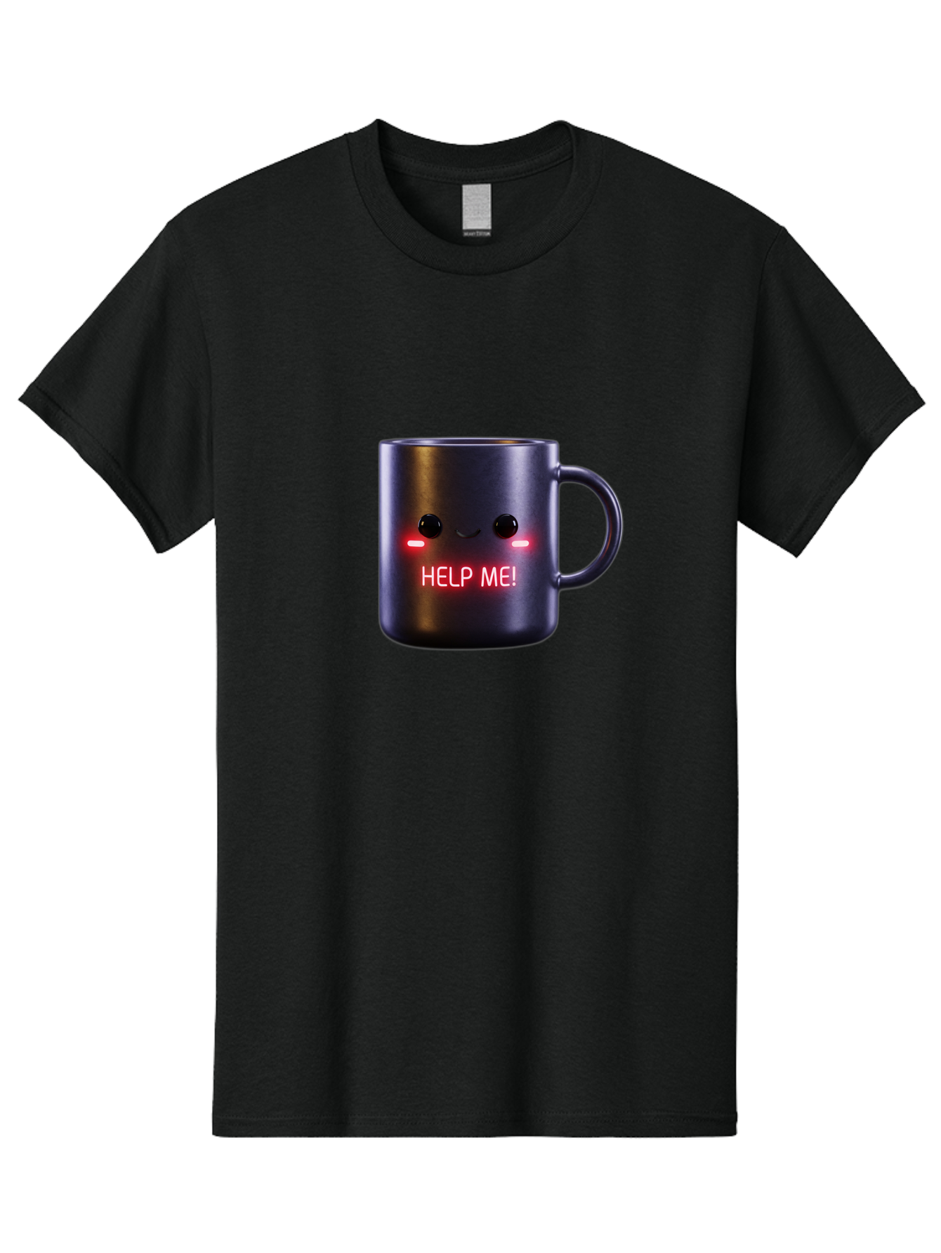 Help-Me-4 Men'S Graphic Tee, 100% Cotton, Comfortable Casual Summer Wear, Machine Washable, Glowing Mug, Distress Signal, Help Me Message, Emotional Coffee Cup, Quirky Design, Unique Gift Idea, Led Coffee Mug Bac044