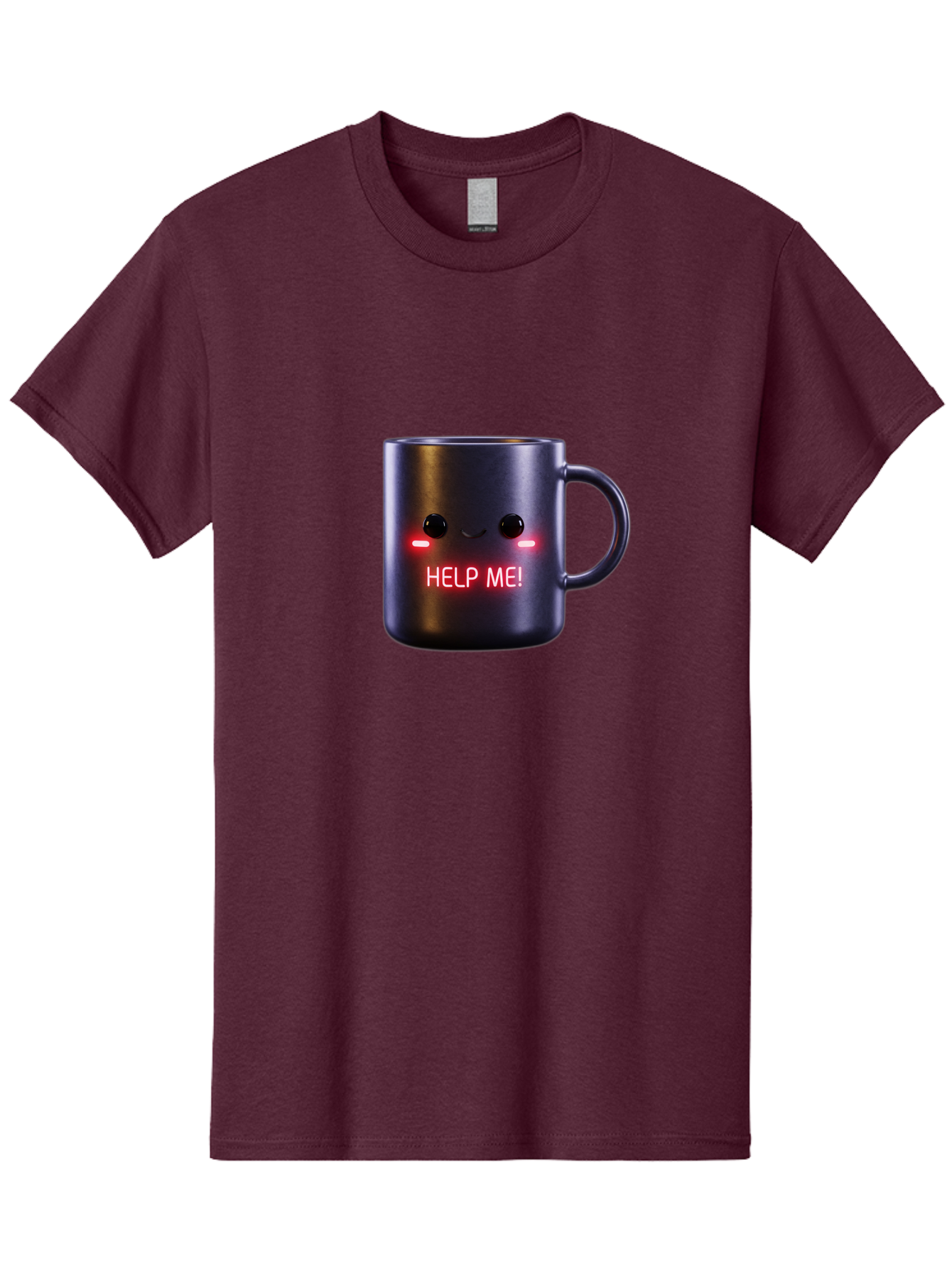 Help-Me-4 Men'S Graphic Tee, 100% Cotton, Comfortable Casual Summer Wear, Machine Washable, Glowing Mug, Distress Signal, Help Me Message, Emotional Coffee Cup, Quirky Design, Unique Gift Idea, Led Coffee Mug Bac044