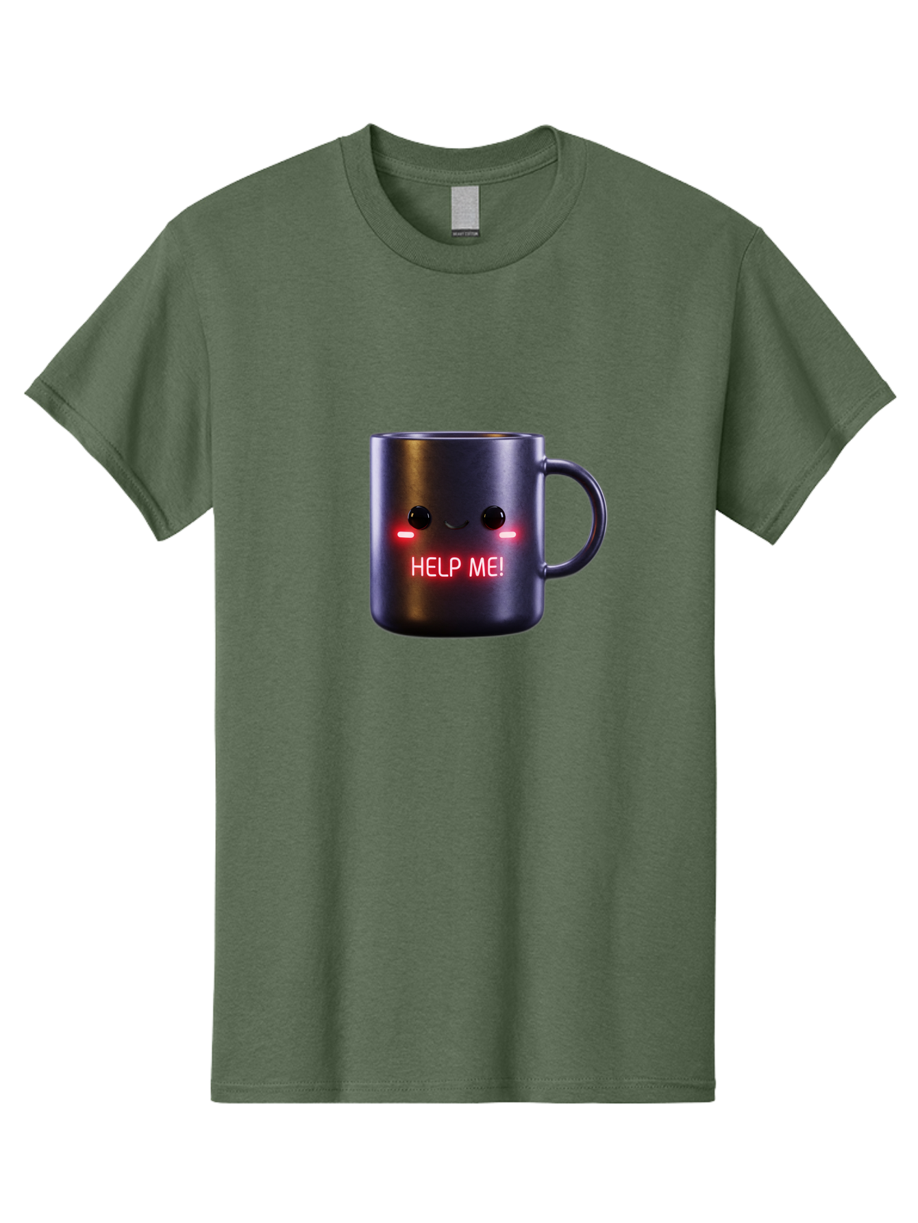 Help-Me-4 Men'S Graphic Tee, 100% Cotton, Comfortable Casual Summer Wear, Machine Washable, Glowing Mug, Distress Signal, Help Me Message, Emotional Coffee Cup, Quirky Design, Unique Gift Idea, Led Coffee Mug Bac044