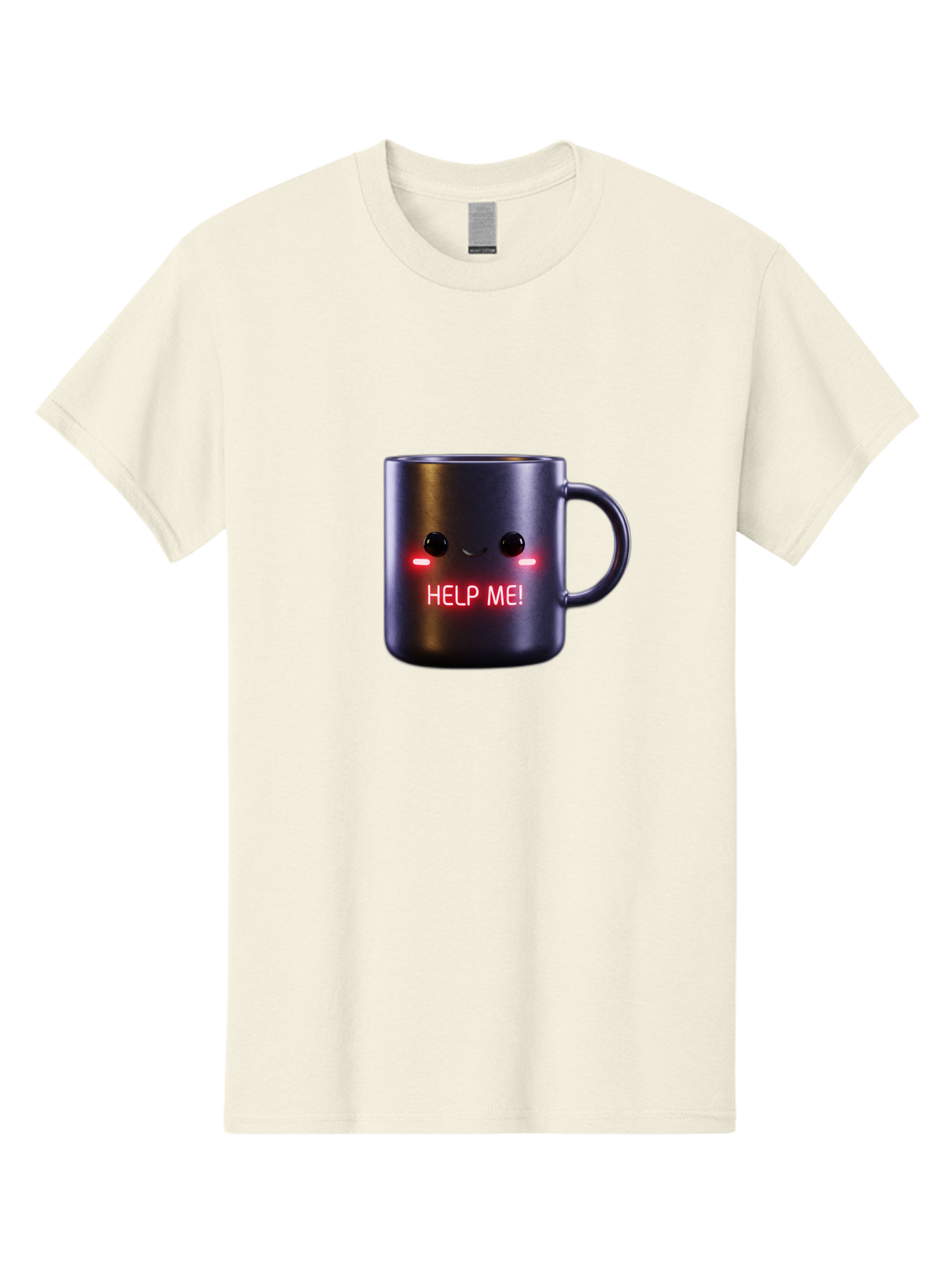 Help-Me-4 Men'S Graphic Tee, 100% Cotton, Comfortable Casual Summer Wear, Machine Washable, Glowing Mug, Distress Signal, Help Me Message, Emotional Coffee Cup, Quirky Design, Unique Gift Idea, Led Coffee Mug Bac044