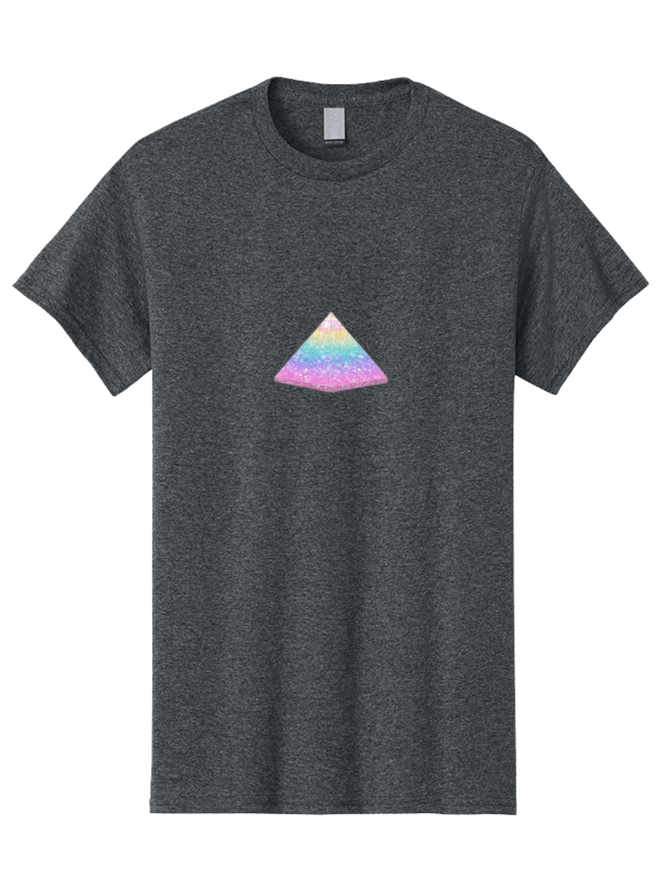 Holographic-Triangle Men'S Graphic Tee, 100% Cotton, Comfortable Casual Summer Wear, Machine Washable, Holographic Triangle, Pastel Colors, Shimmering Effect, Iridescent Sheen, Mystical Symbol, Geometric Shape, Rainbow Colors, Glitter Effect Bac054