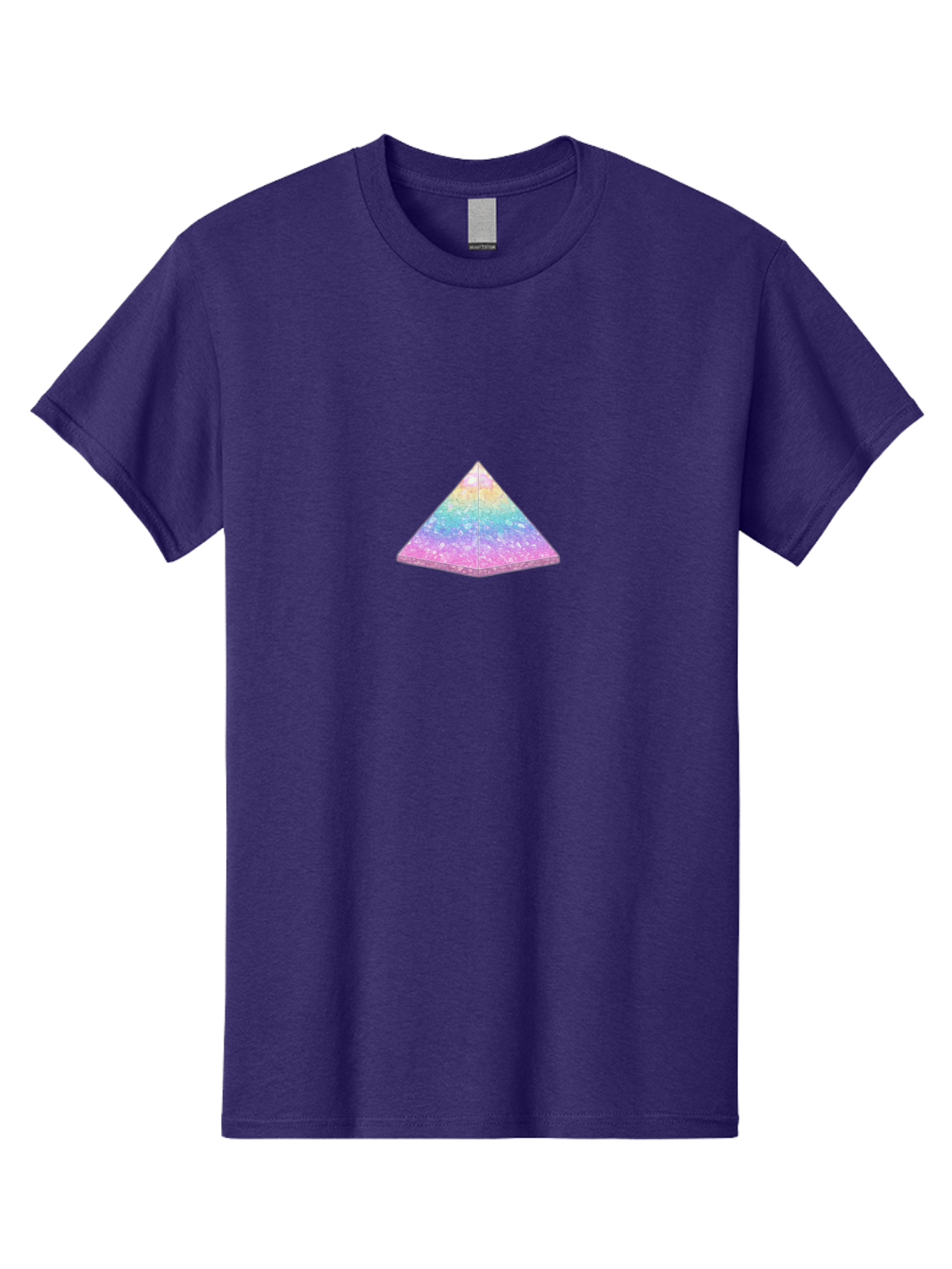 Holographic-Triangle Men'S Graphic Tee, 100% Cotton, Comfortable Casual Summer Wear, Machine Washable, Holographic Triangle, Pastel Colors, Shimmering Effect, Iridescent Sheen, Mystical Symbol, Geometric Shape, Rainbow Colors, Glitter Effect Bac054