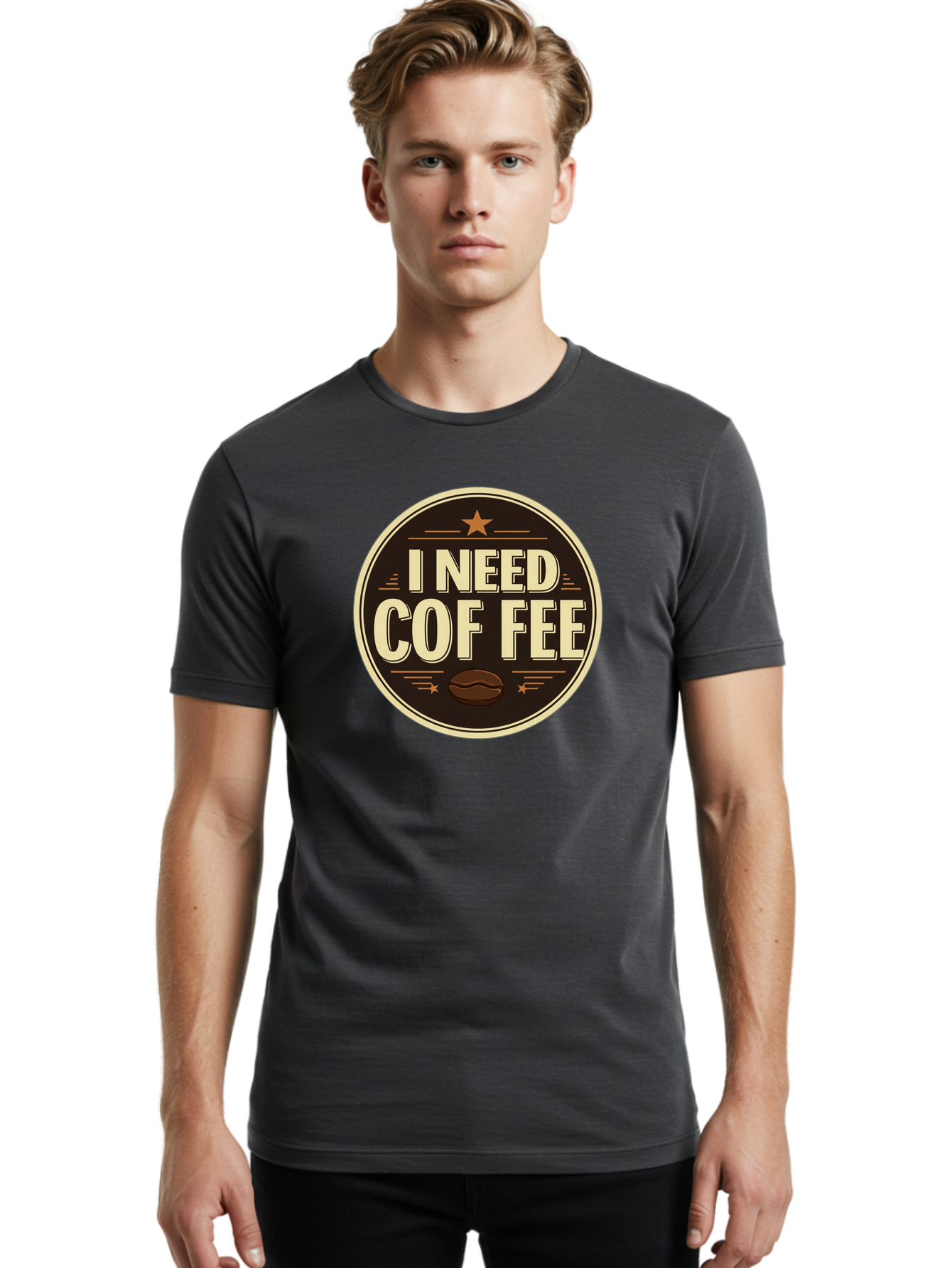 I-Need-Coffee-1 Men'S Graphic Tee, 100% Cotton, Comfortable Casual Summer Wear, Machine Washable, Coffee Lover, Coffee Break, Coffee Addiction, Coffee Quote, Coffee Humor, Coffee Needed, Coffee Craving Bac058