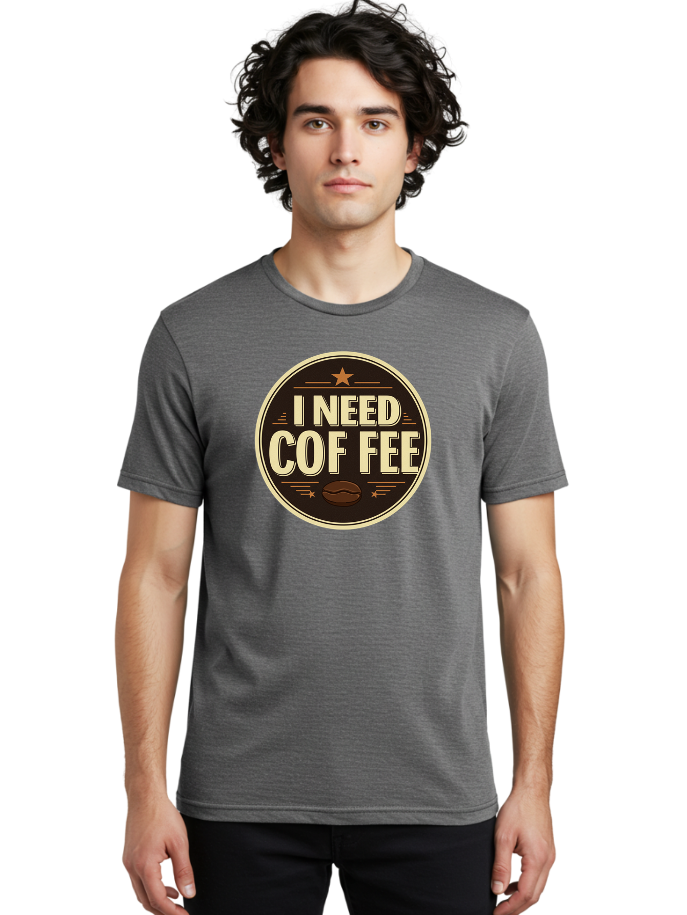 I-Need-Coffee-1 Men'S Graphic Tee, 100% Cotton, Comfortable Casual Summer Wear, Machine Washable, Coffee Lover, Coffee Break, Coffee Addiction, Coffee Quote, Coffee Humor, Coffee Needed, Coffee Craving Bac058