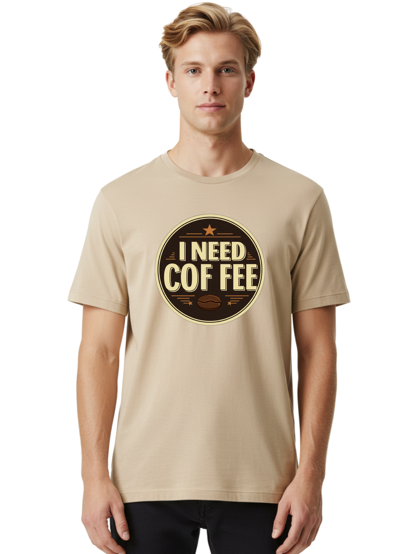I-Need-Coffee-1 Men'S Graphic Tee, 100% Cotton, Comfortable Casual Summer Wear, Machine Washable, Coffee Lover, Coffee Break, Coffee Addiction, Coffee Quote, Coffee Humor, Coffee Needed, Coffee Craving Bac058