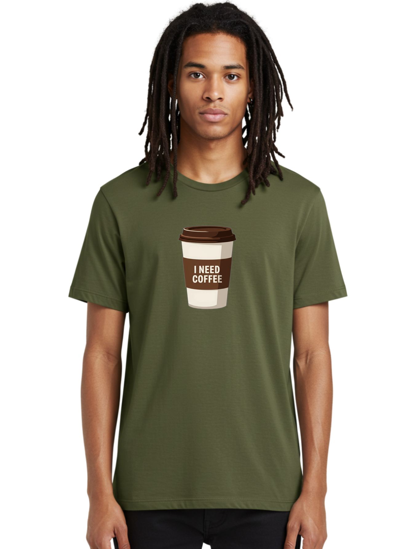 I-Need-Coffee-10 Men'S Graphic Tee, 100% Cotton, Comfortable Casual Summer Wear, Machine Washable, Coffee Cup, Disposable Coffee Cup, Coffee To Go, Morning Coffee, Caffeine Fix, Coffee Break, Coffee Love, Coffee Addiction Bac059