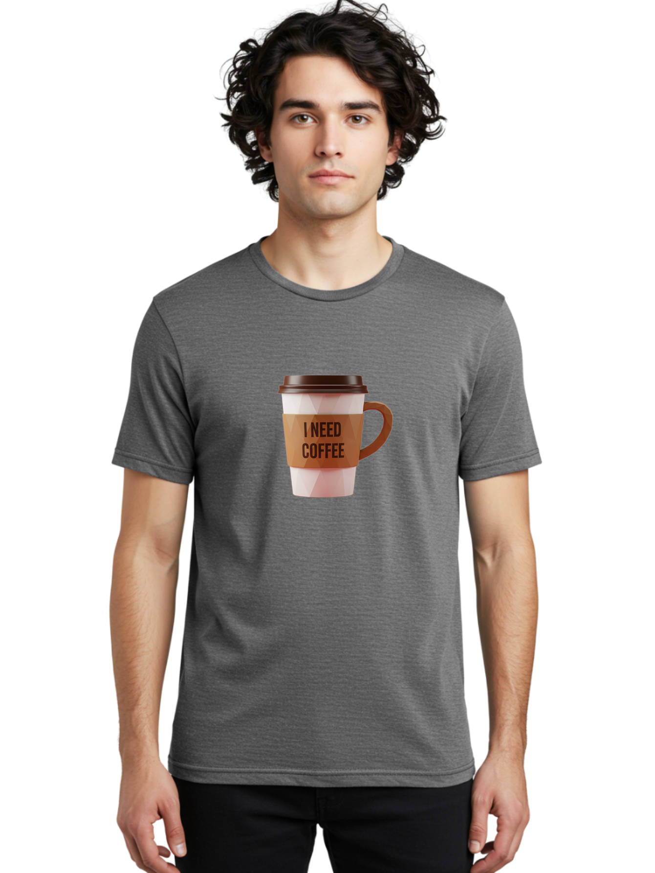I-Need-Coffee-11 Men'S Graphic Tee, 100% Cotton, Comfortable Casual Summer Wear, Machine Washable, Coffee Cup, Morning Coffee, Coffee Break, Coffee Lover, Daily Grind, Caffeine Fix, To-Go Cup, Disposable Cup Bac060