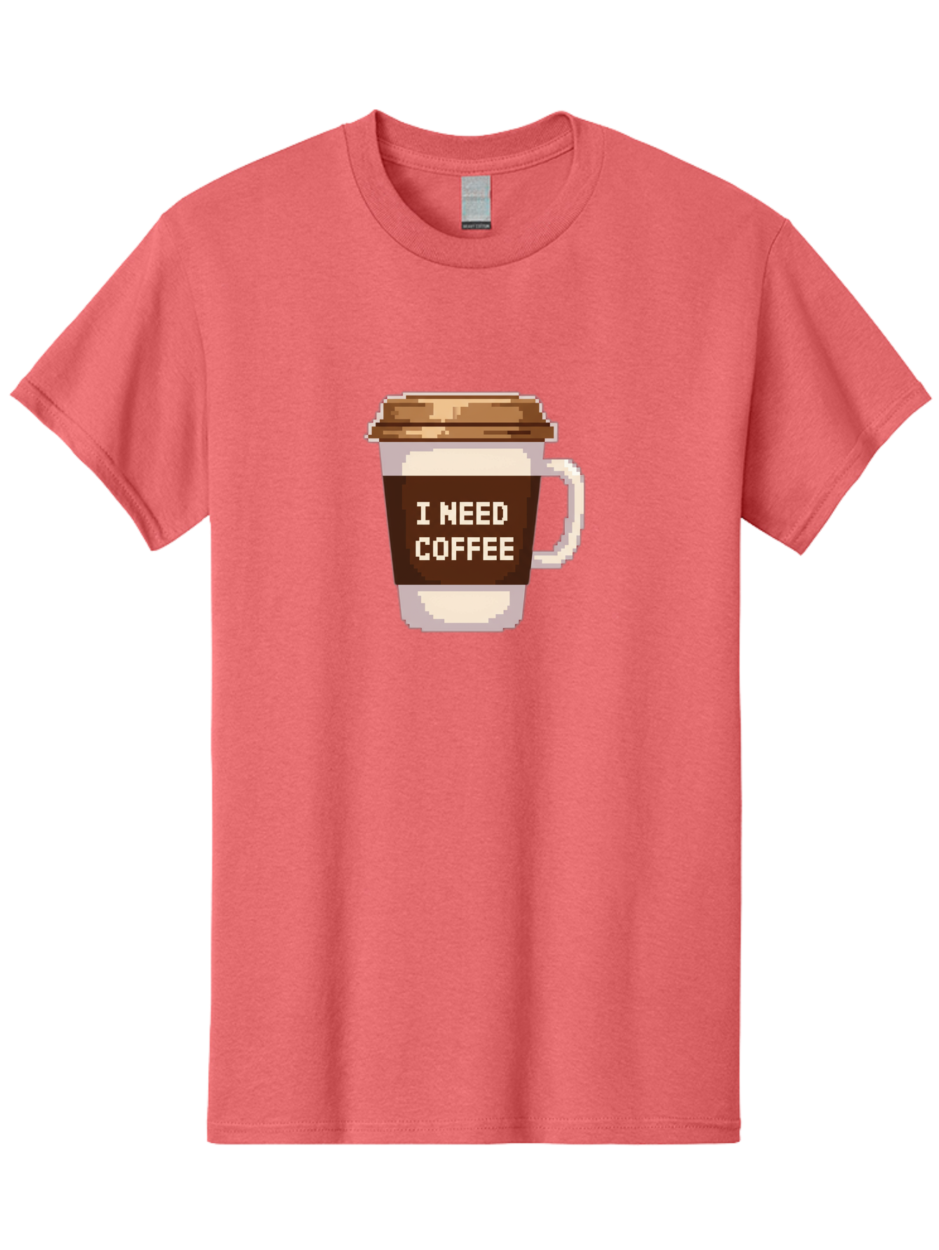 I-Need-Coffee-12 Men'S Graphic Tee, 100% Cotton, Comfortable Casual Summer Wear, Machine Washable, Coffee Cup, Coffee Sleeve, Pixel Art, Coffee Lover, Caffeine Fix, Morning Coffee, Coffee Addiction, Coffee Culture Bac061