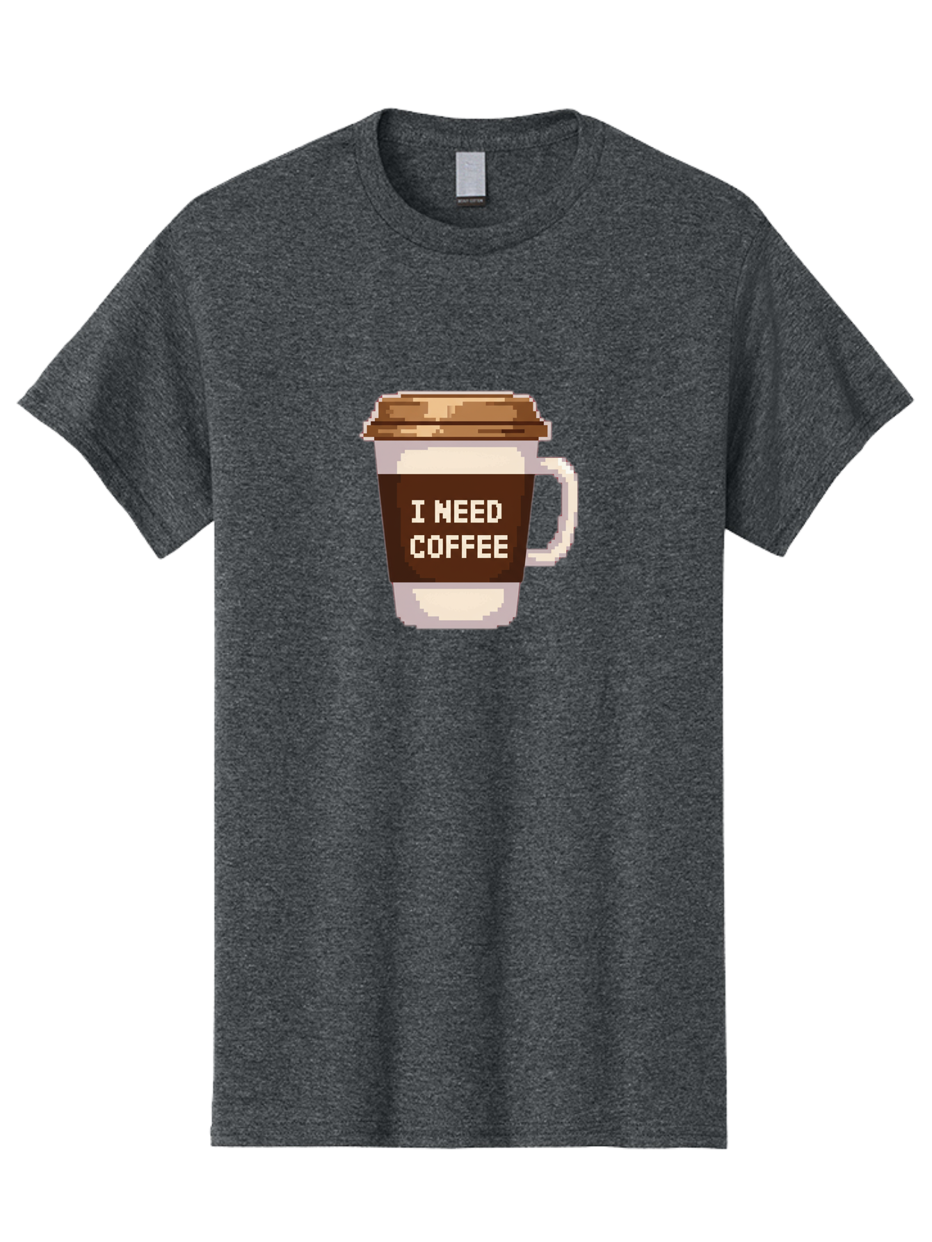 I-Need-Coffee-12 Men'S Graphic Tee, 100% Cotton, Comfortable Casual Summer Wear, Machine Washable, Coffee Cup, Coffee Sleeve, Pixel Art, Coffee Lover, Caffeine Fix, Morning Coffee, Coffee Addiction, Coffee Culture Bac061