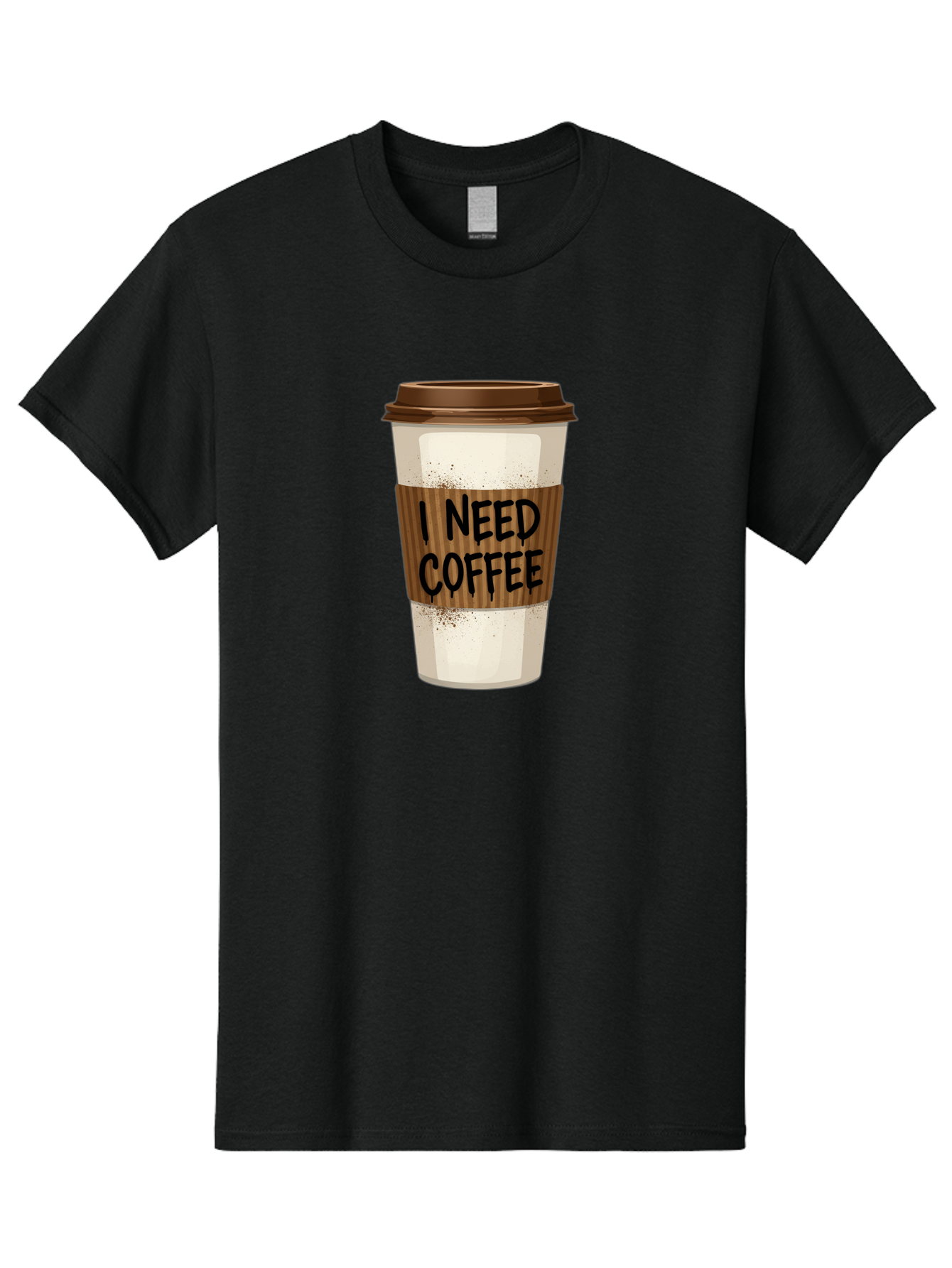 I-Need-Coffee-13 Men'S Graphic Tee, 100% Cotton, Comfortable Casual Summer Wear, Machine Washable, Coffee Cup, Takeaway Coffee, Coffee Sleeve, I Need Coffee, Caffeine Fix, Morning Coffee, Coffee Lover, Coffee Break, Coffee Cup Design Bac062