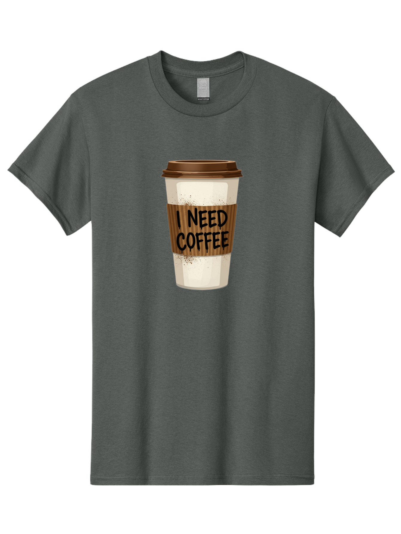 I-Need-Coffee-13 Men'S Graphic Tee, 100% Cotton, Comfortable Casual Summer Wear, Machine Washable, Coffee Cup, Takeaway Coffee, Coffee Sleeve, I Need Coffee, Caffeine Fix, Morning Coffee, Coffee Lover, Coffee Break, Coffee Cup Design Bac062