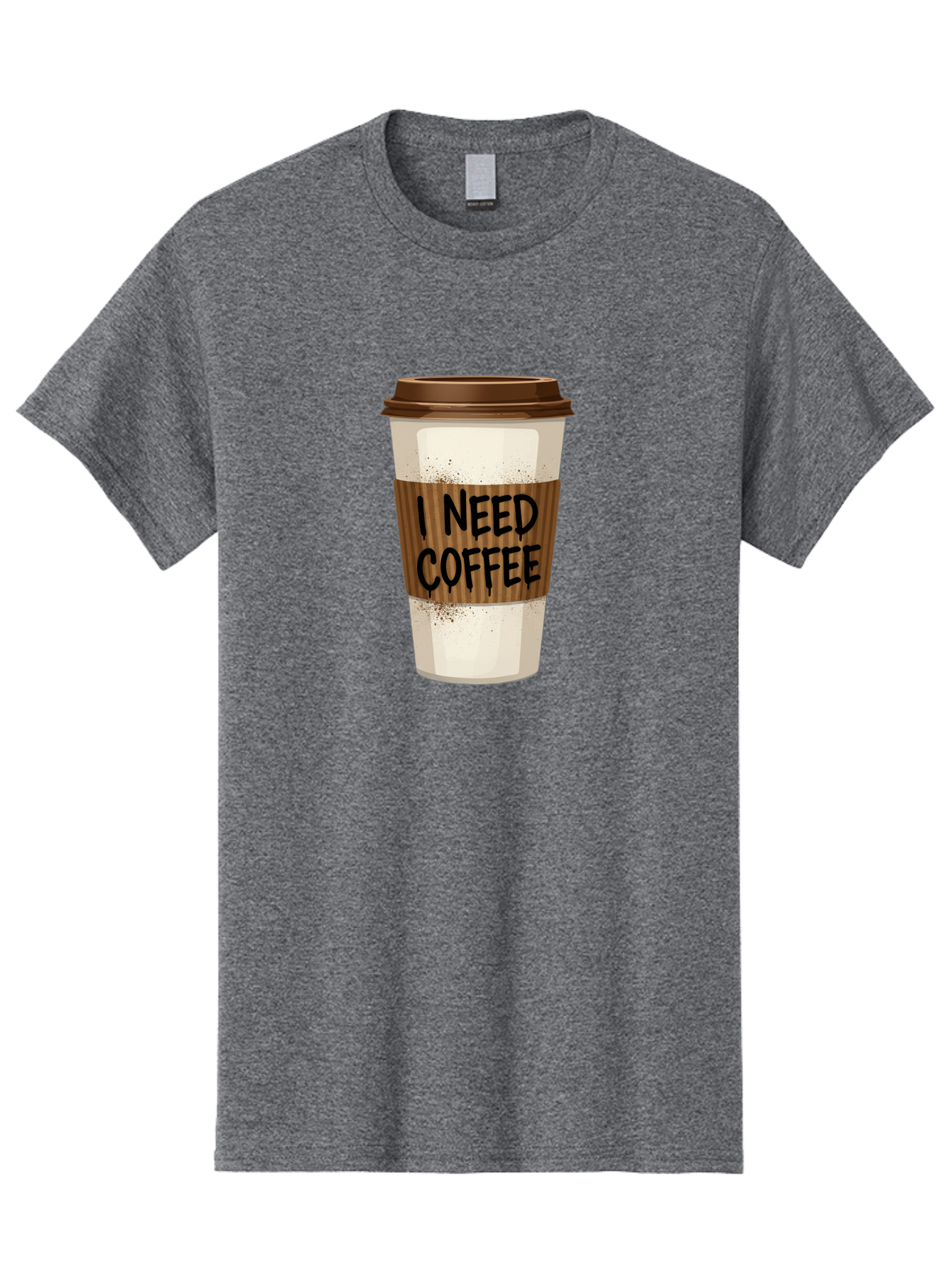 I-Need-Coffee-13 Men'S Graphic Tee, 100% Cotton, Comfortable Casual Summer Wear, Machine Washable, Coffee Cup, Takeaway Coffee, Coffee Sleeve, I Need Coffee, Caffeine Fix, Morning Coffee, Coffee Lover, Coffee Break, Coffee Cup Design Bac062