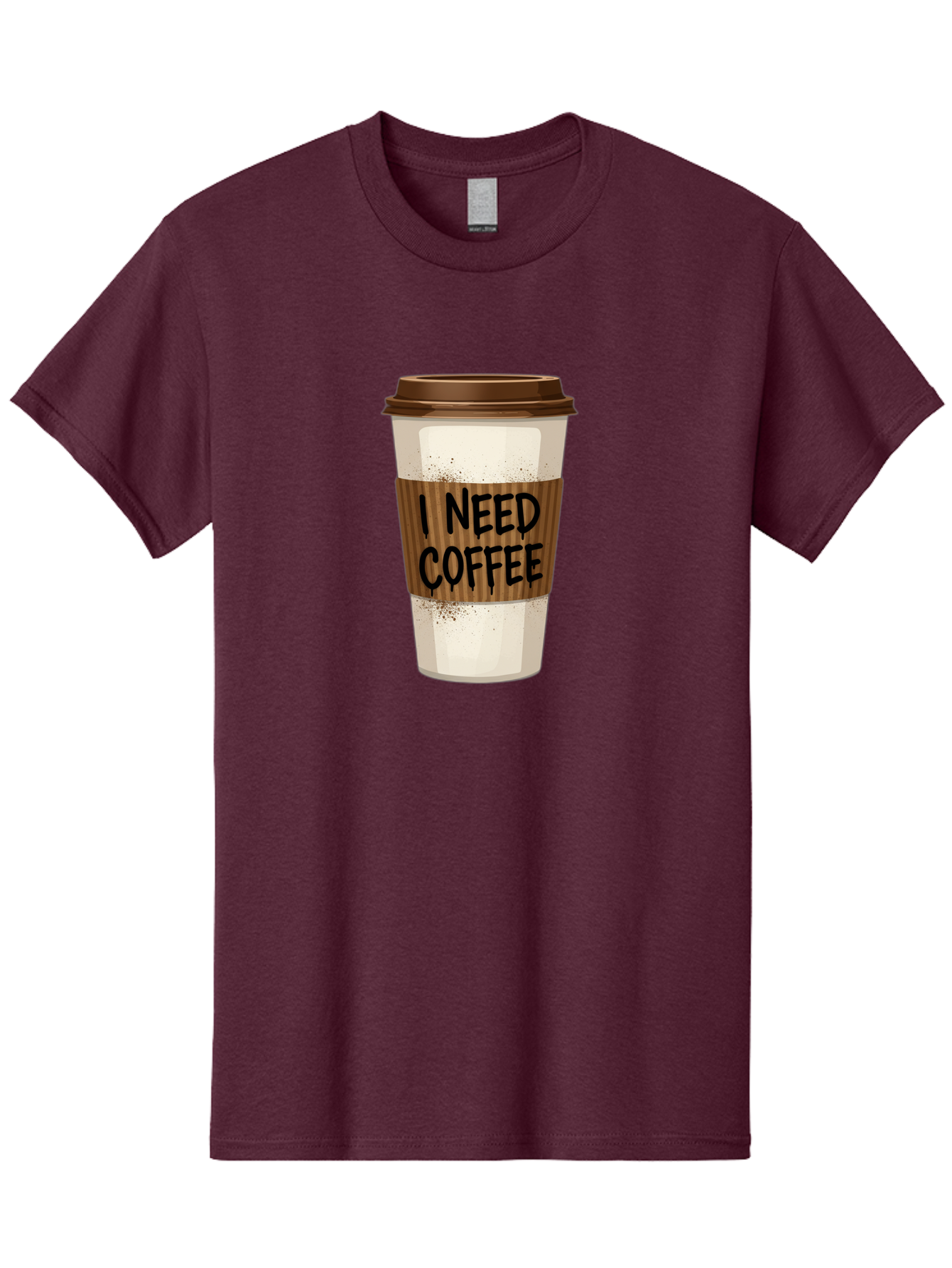 I-Need-Coffee-13 Men'S Graphic Tee, 100% Cotton, Comfortable Casual Summer Wear, Machine Washable, Coffee Cup, Takeaway Coffee, Coffee Sleeve, I Need Coffee, Caffeine Fix, Morning Coffee, Coffee Lover, Coffee Break, Coffee Cup Design Bac062