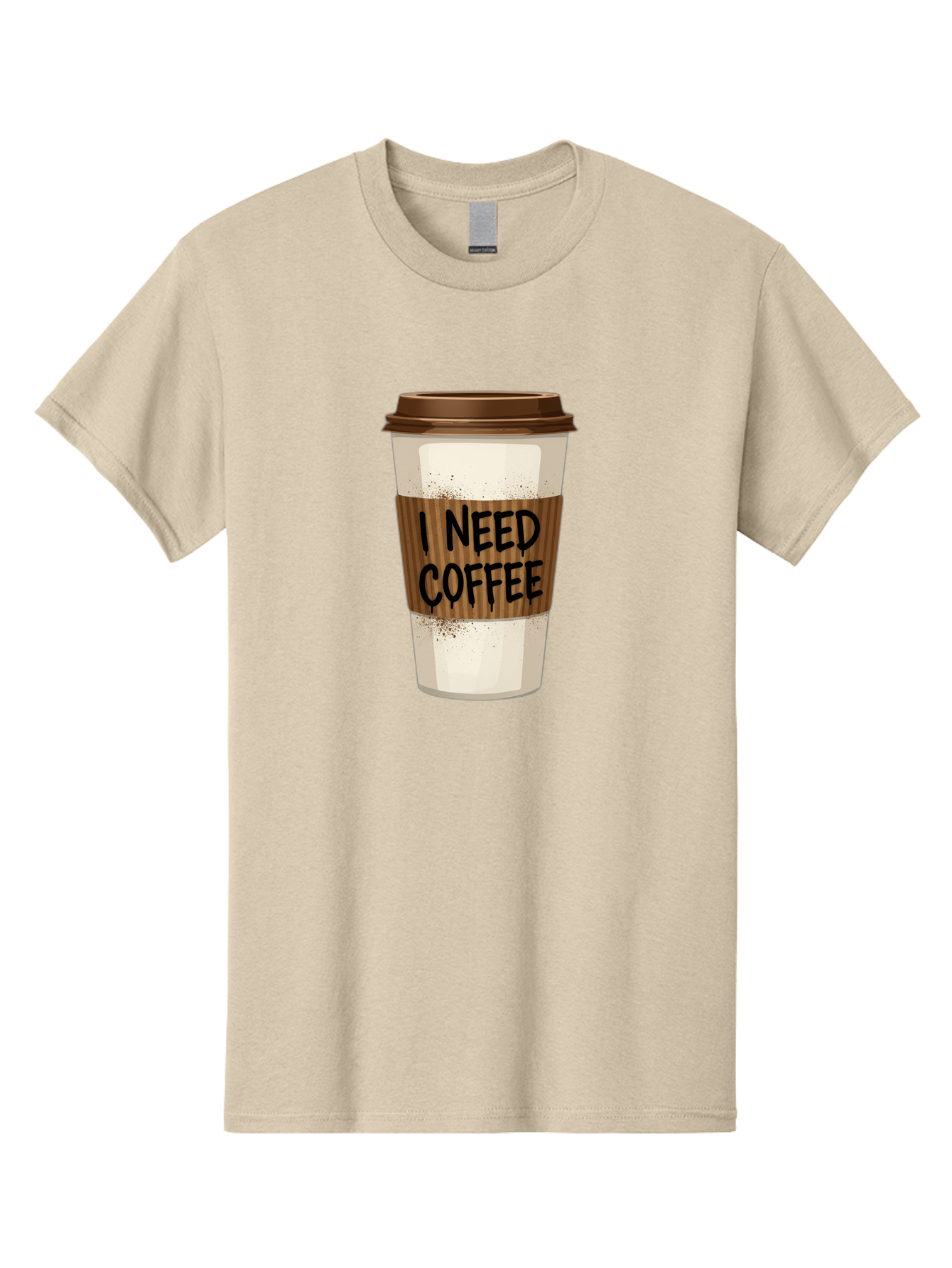 I-Need-Coffee-13 Men'S Graphic Tee, 100% Cotton, Comfortable Casual Summer Wear, Machine Washable, Coffee Cup, Takeaway Coffee, Coffee Sleeve, I Need Coffee, Caffeine Fix, Morning Coffee, Coffee Lover, Coffee Break, Coffee Cup Design Bac062