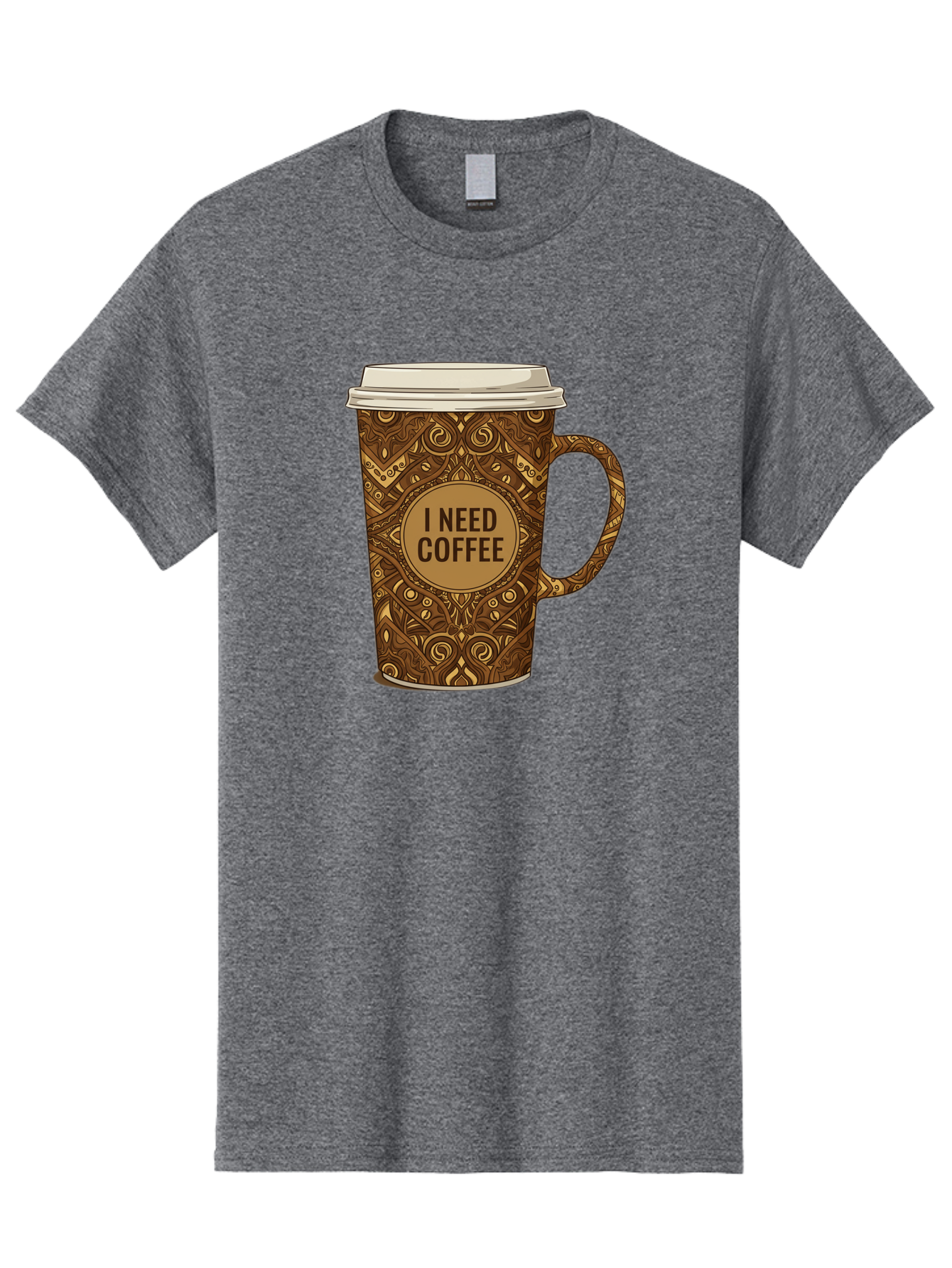 I-Need-Coffee-14 Men'S Graphic Tee, 100% Cotton, Comfortable Casual Summer Wear, Machine Washable, Coffee Cup, Takeaway Coffee, Coffee Lover, Morning Coffee, Coffee Break, Coffee Time, Coffee Addiction, Coffee Culture, Coffee Design, Bac063