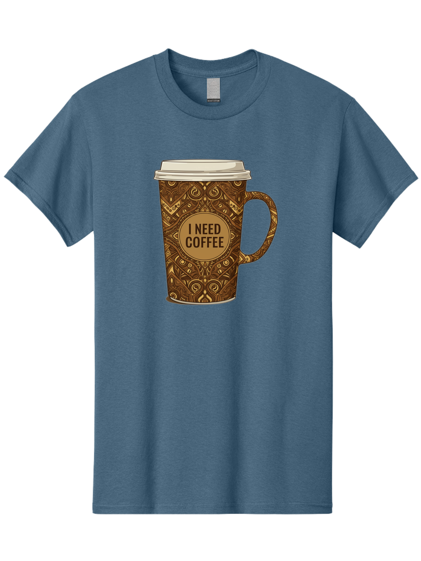 I-Need-Coffee-14 Men'S Graphic Tee, 100% Cotton, Comfortable Casual Summer Wear, Machine Washable, Coffee Cup, Takeaway Coffee, Coffee Lover, Morning Coffee, Coffee Break, Coffee Time, Coffee Addiction, Coffee Culture, Coffee Design, Bac063