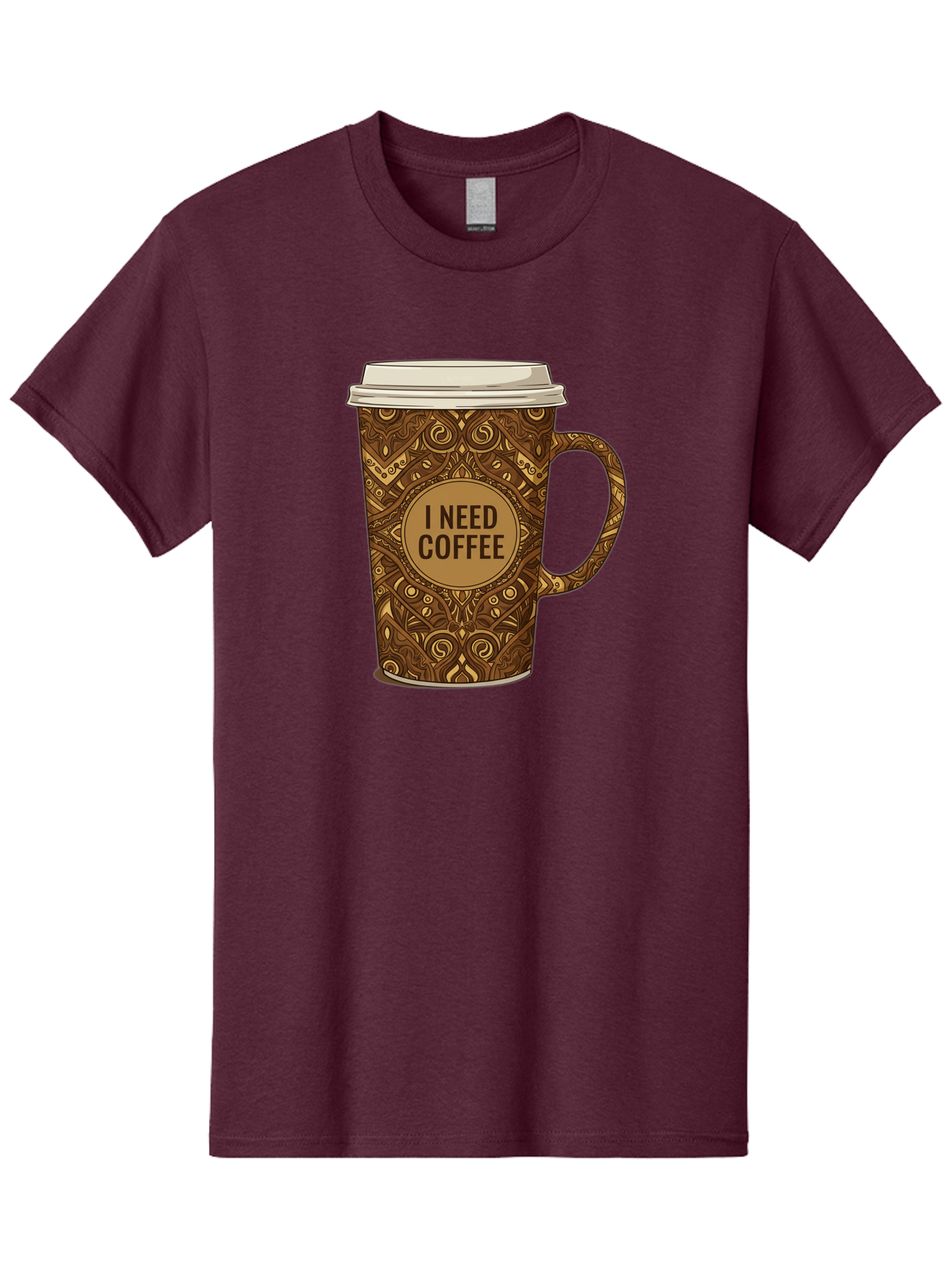 I-Need-Coffee-14 Men'S Graphic Tee, 100% Cotton, Comfortable Casual Summer Wear, Machine Washable, Coffee Cup, Takeaway Coffee, Coffee Lover, Morning Coffee, Coffee Break, Coffee Time, Coffee Addiction, Coffee Culture, Coffee Design, Bac063