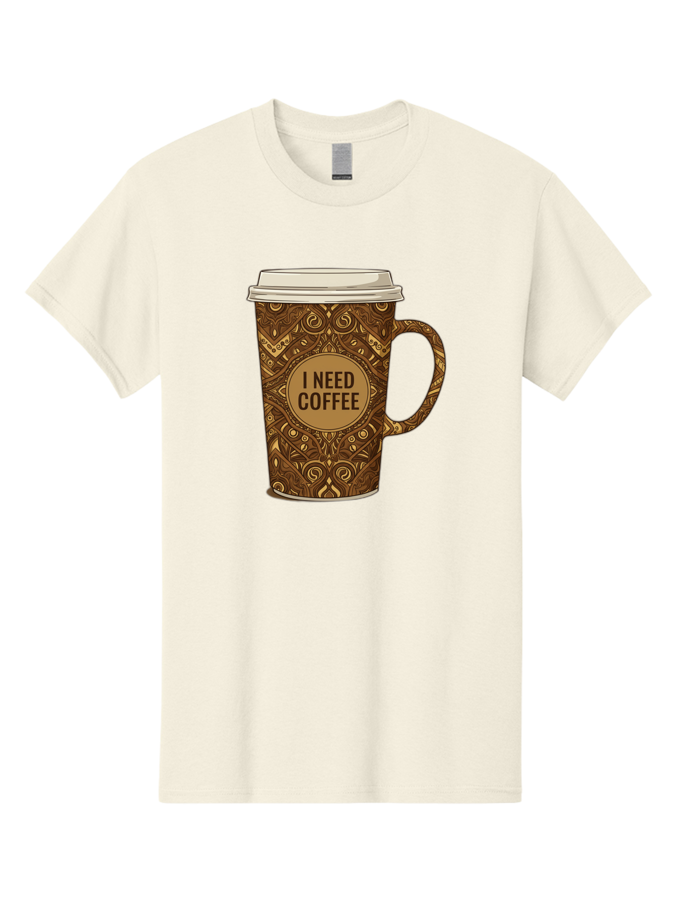 I-Need-Coffee-14 Men'S Graphic Tee, 100% Cotton, Comfortable Casual Summer Wear, Machine Washable, Coffee Cup, Takeaway Coffee, Coffee Lover, Morning Coffee, Coffee Break, Coffee Time, Coffee Addiction, Coffee Culture, Coffee Design, Bac063