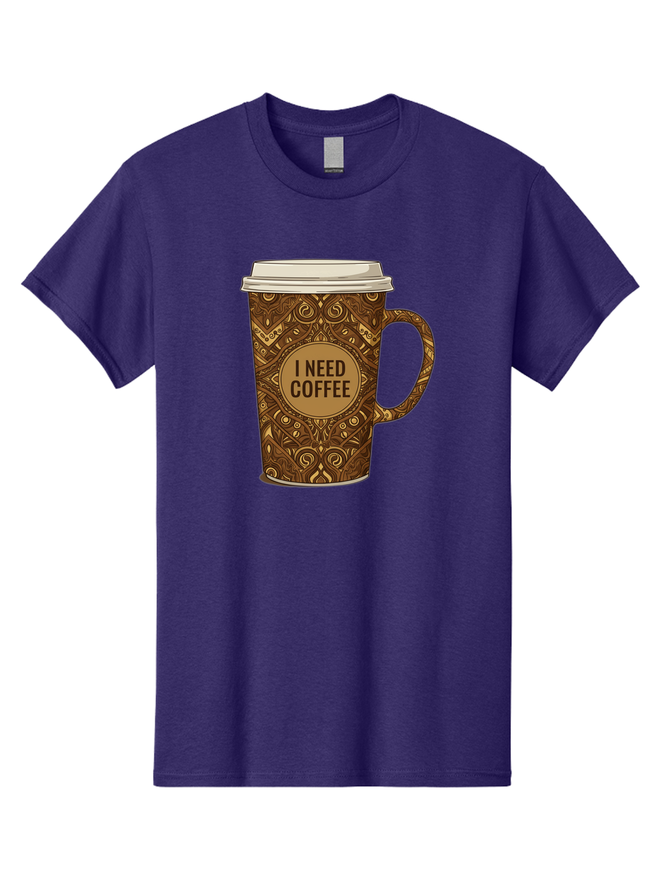 I-Need-Coffee-14 Men'S Graphic Tee, 100% Cotton, Comfortable Casual Summer Wear, Machine Washable, Coffee Cup, Takeaway Coffee, Coffee Lover, Morning Coffee, Coffee Break, Coffee Time, Coffee Addiction, Coffee Culture, Coffee Design, Bac063