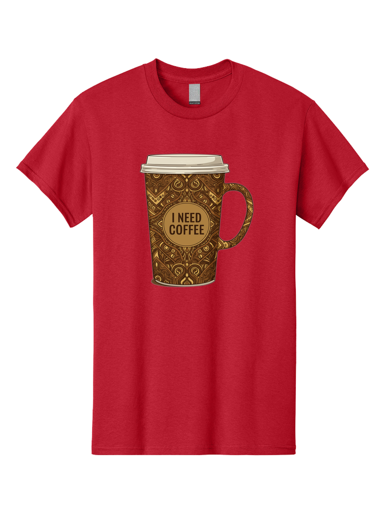 I-Need-Coffee-14 Men'S Graphic Tee, 100% Cotton, Comfortable Casual Summer Wear, Machine Washable, Coffee Cup, Takeaway Coffee, Coffee Lover, Morning Coffee, Coffee Break, Coffee Time, Coffee Addiction, Coffee Culture, Coffee Design, Bac063