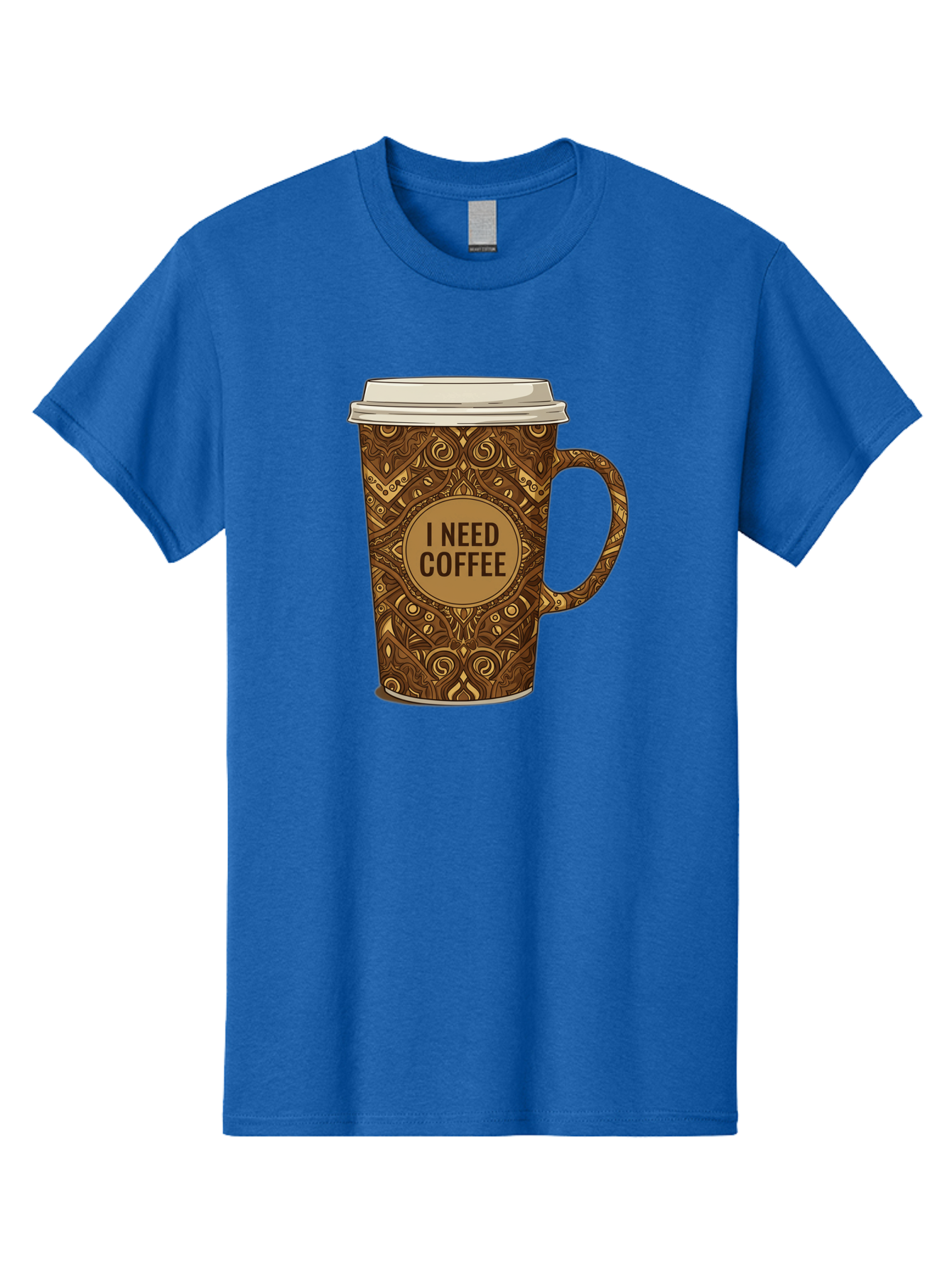 I-Need-Coffee-14 Men'S Graphic Tee, 100% Cotton, Comfortable Casual Summer Wear, Machine Washable, Coffee Cup, Takeaway Coffee, Coffee Lover, Morning Coffee, Coffee Break, Coffee Time, Coffee Addiction, Coffee Culture, Coffee Design, Bac063