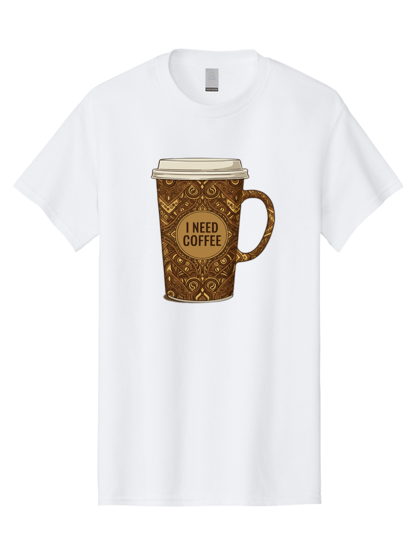 I-Need-Coffee-14 Men'S Graphic Tee, 100% Cotton, Comfortable Casual Summer Wear, Machine Washable, Coffee Cup, Takeaway Coffee, Coffee Lover, Morning Coffee, Coffee Break, Coffee Time, Coffee Addiction, Coffee Culture, Coffee Design, Bac063