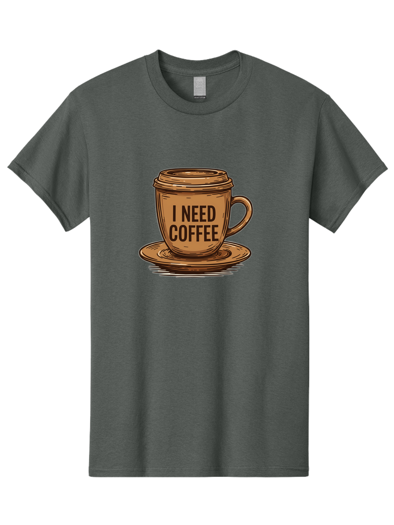 I-Need-Coffee-15 Men'S Graphic Tee, 100% Cotton, Comfortable Casual Summer Wear, Machine Washable, Coffee Cup, Coffee Break, Morning Pick-Me-Up, Caffeine Fix, Humorous Illustration, Coffee Lover, Coffee Addiction Bac064