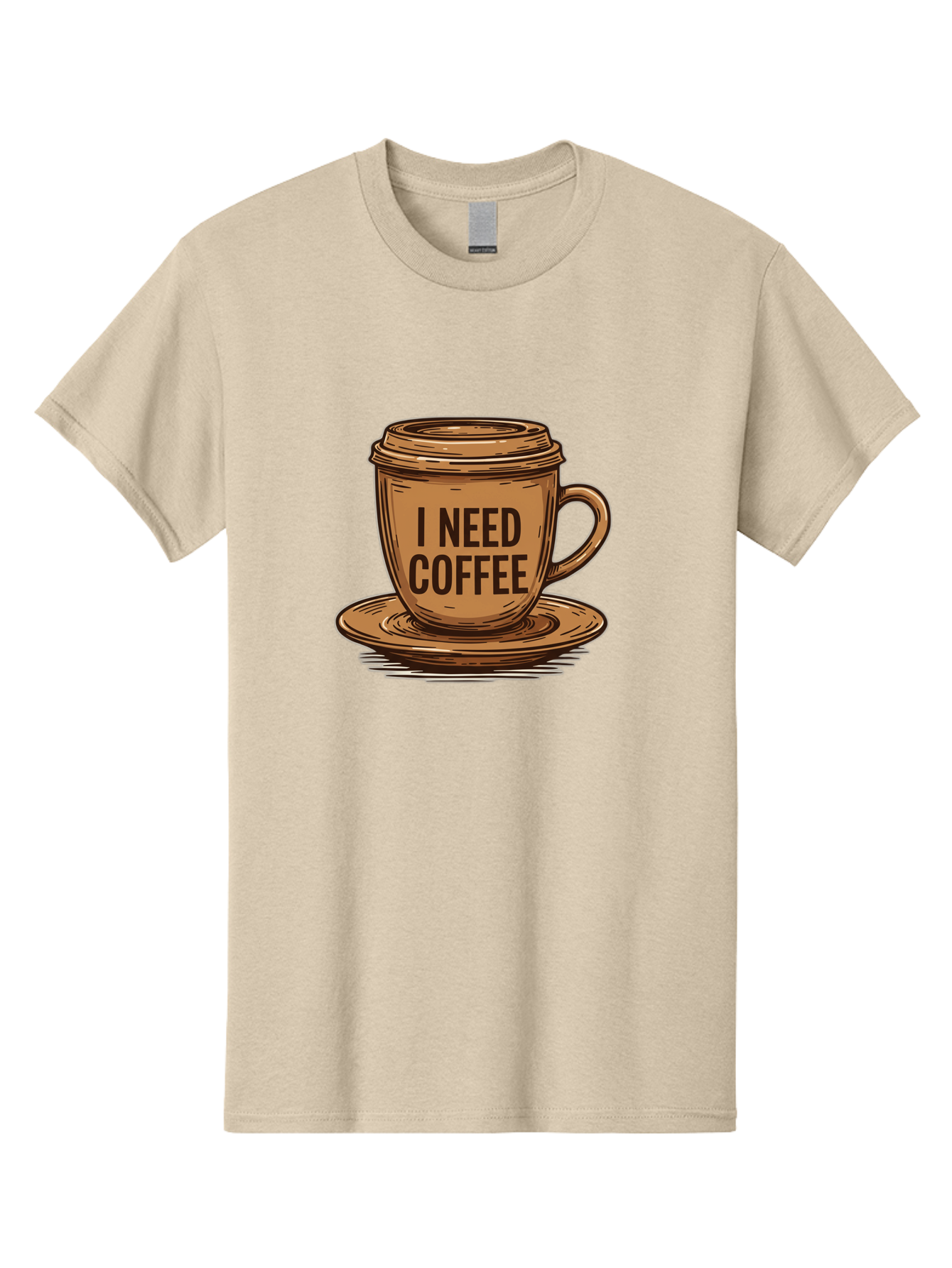 I-Need-Coffee-15 Men'S Graphic Tee, 100% Cotton, Comfortable Casual Summer Wear, Machine Washable, Coffee Cup, Coffee Break, Morning Pick-Me-Up, Caffeine Fix, Humorous Illustration, Coffee Lover, Coffee Addiction Bac064