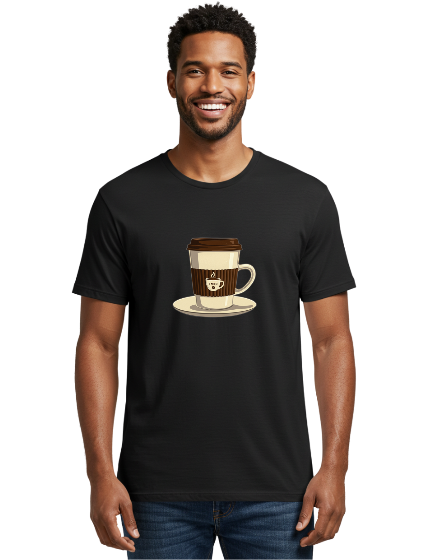 I-Need-Coffee-16 Men'S Graphic Tee, 100% Cotton, Comfortable Casual Summer Wear, Machine Washable, Coffee Cup, Takeout Container, Coffee To Go, Coffee Break, Coffee Lover, Morning Coffee, Caffeine Fix, Coffee Craving Bac065