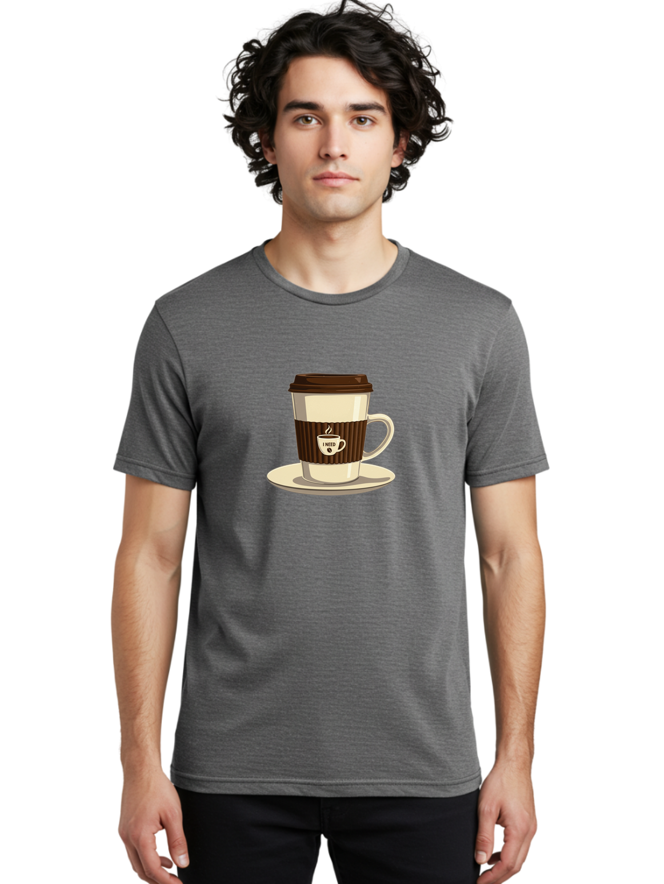 I-Need-Coffee-16 Men'S Graphic Tee, 100% Cotton, Comfortable Casual Summer Wear, Machine Washable, Coffee Cup, Takeout Container, Coffee To Go, Coffee Break, Coffee Lover, Morning Coffee, Caffeine Fix, Coffee Craving Bac065