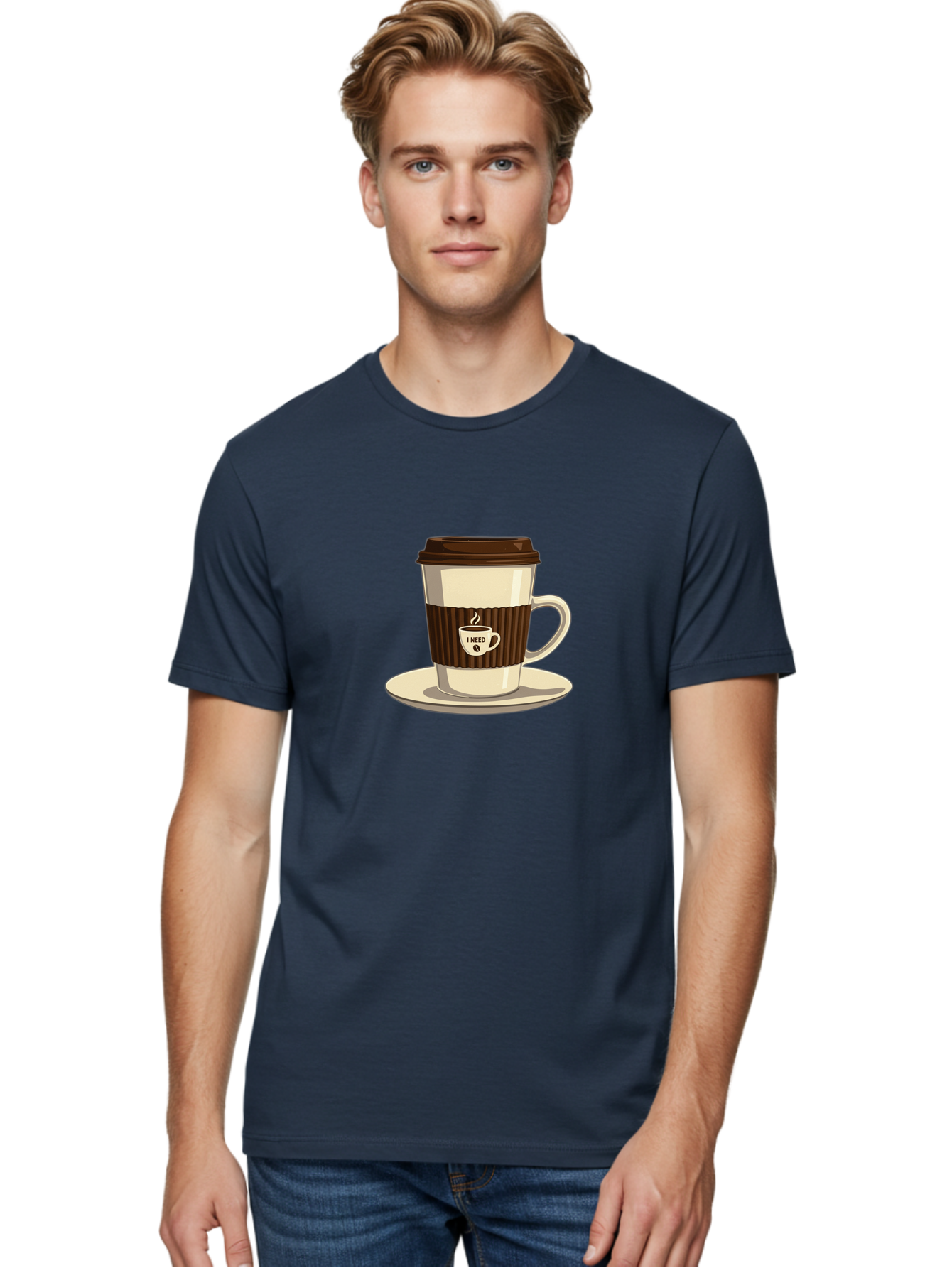 I-Need-Coffee-16 Men'S Graphic Tee, 100% Cotton, Comfortable Casual Summer Wear, Machine Washable, Coffee Cup, Takeout Container, Coffee To Go, Coffee Break, Coffee Lover, Morning Coffee, Caffeine Fix, Coffee Craving Bac065