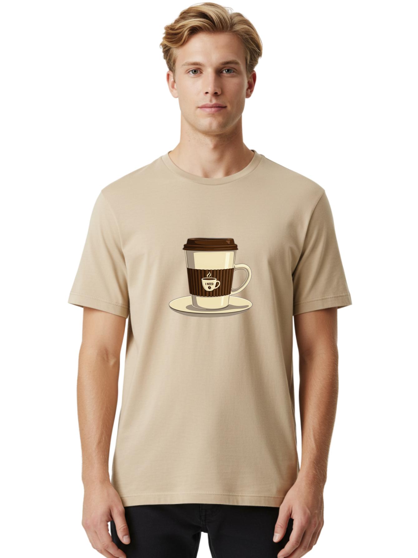 I-Need-Coffee-16 Men'S Graphic Tee, 100% Cotton, Comfortable Casual Summer Wear, Machine Washable, Coffee Cup, Takeout Container, Coffee To Go, Coffee Break, Coffee Lover, Morning Coffee, Caffeine Fix, Coffee Craving Bac065