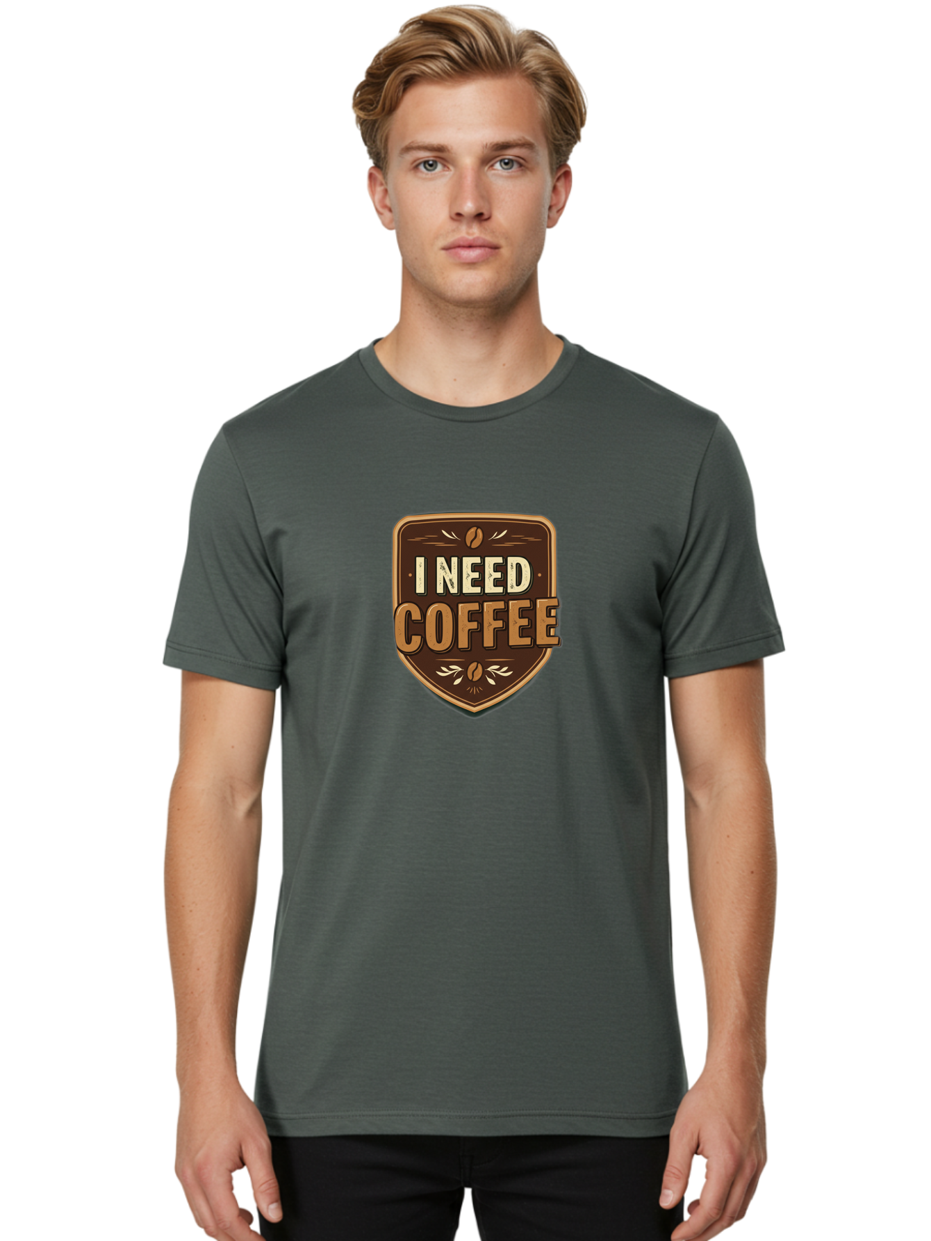 I-Need-Coffee-3 Men'S Graphic Tee, 100% Cotton, Comfortable Casual Summer Wear, Machine Washable, Coffee Lover, Coffee Break, Coffee Addiction, Coffee Quote, Caffeine Fix, Coffee Humor, Funny Coffee, Coffee Meme Bac067