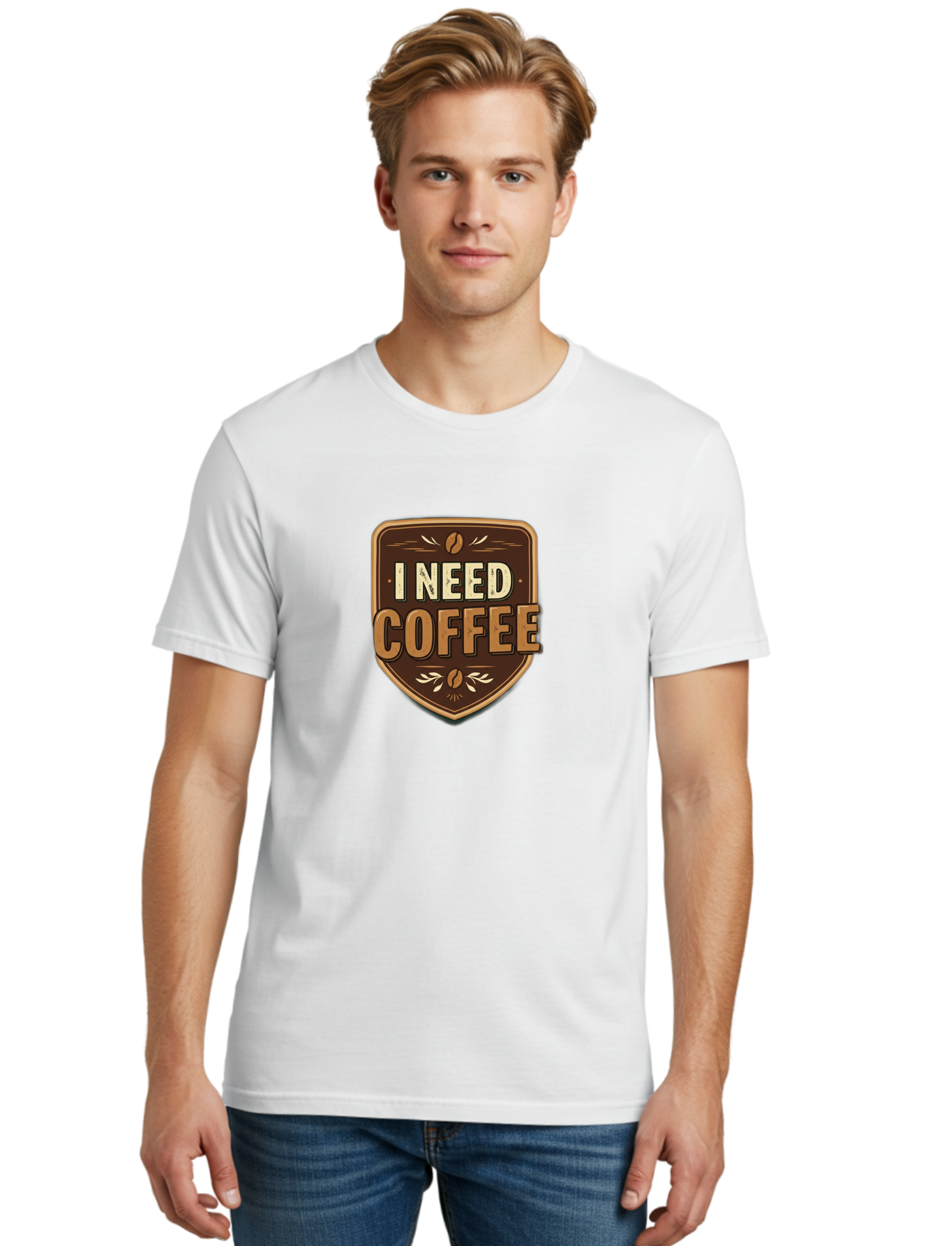I-Need-Coffee-3 Men'S Graphic Tee, 100% Cotton, Comfortable Casual Summer Wear, Machine Washable, Coffee Lover, Coffee Break, Coffee Addiction, Coffee Quote, Caffeine Fix, Coffee Humor, Funny Coffee, Coffee Meme Bac067