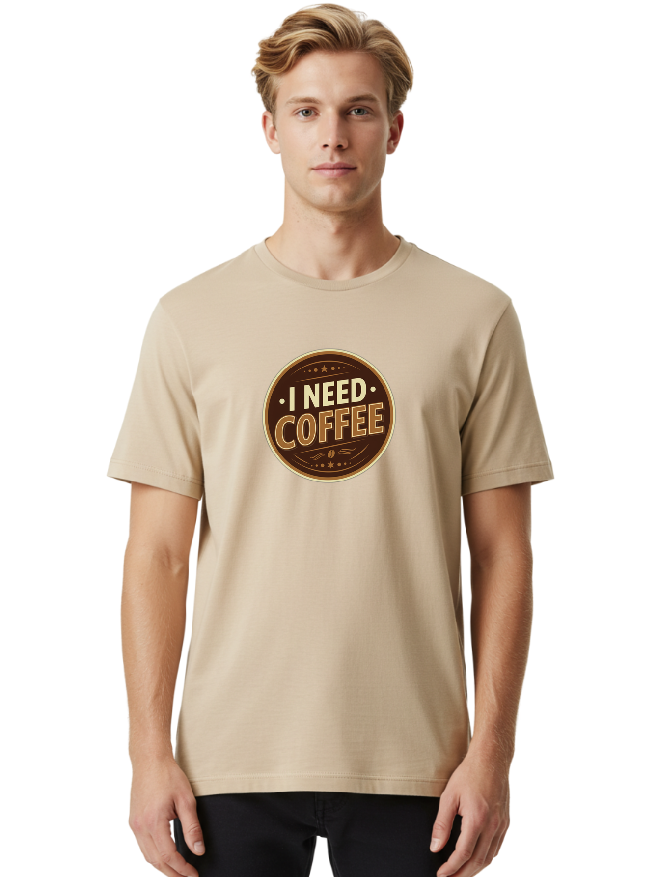 I-Need-Coffee-5 Men'S Graphic Tee, 100% Cotton, Comfortable Casual Summer Wear, Machine Washable, Coffee Lover, Caffeine Fix, Morning Motivation, Coffee Break, Coffee Addiction, Coffee Culture, Coffee Quote, Coffee Art Bac069