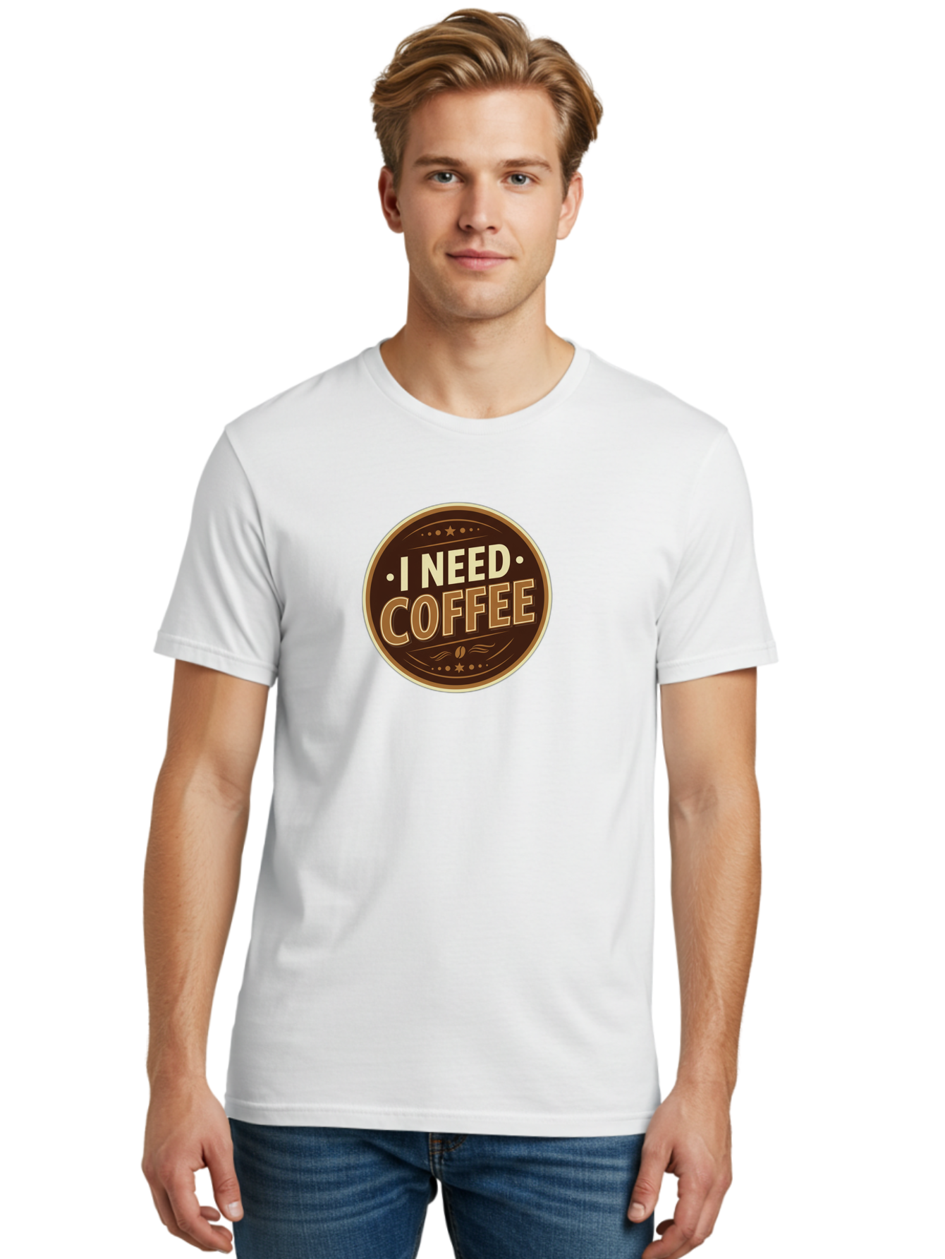 I-Need-Coffee-5 Men'S Graphic Tee, 100% Cotton, Comfortable Casual Summer Wear, Machine Washable, Coffee Lover, Caffeine Fix, Morning Motivation, Coffee Break, Coffee Addiction, Coffee Culture, Coffee Quote, Coffee Art Bac069