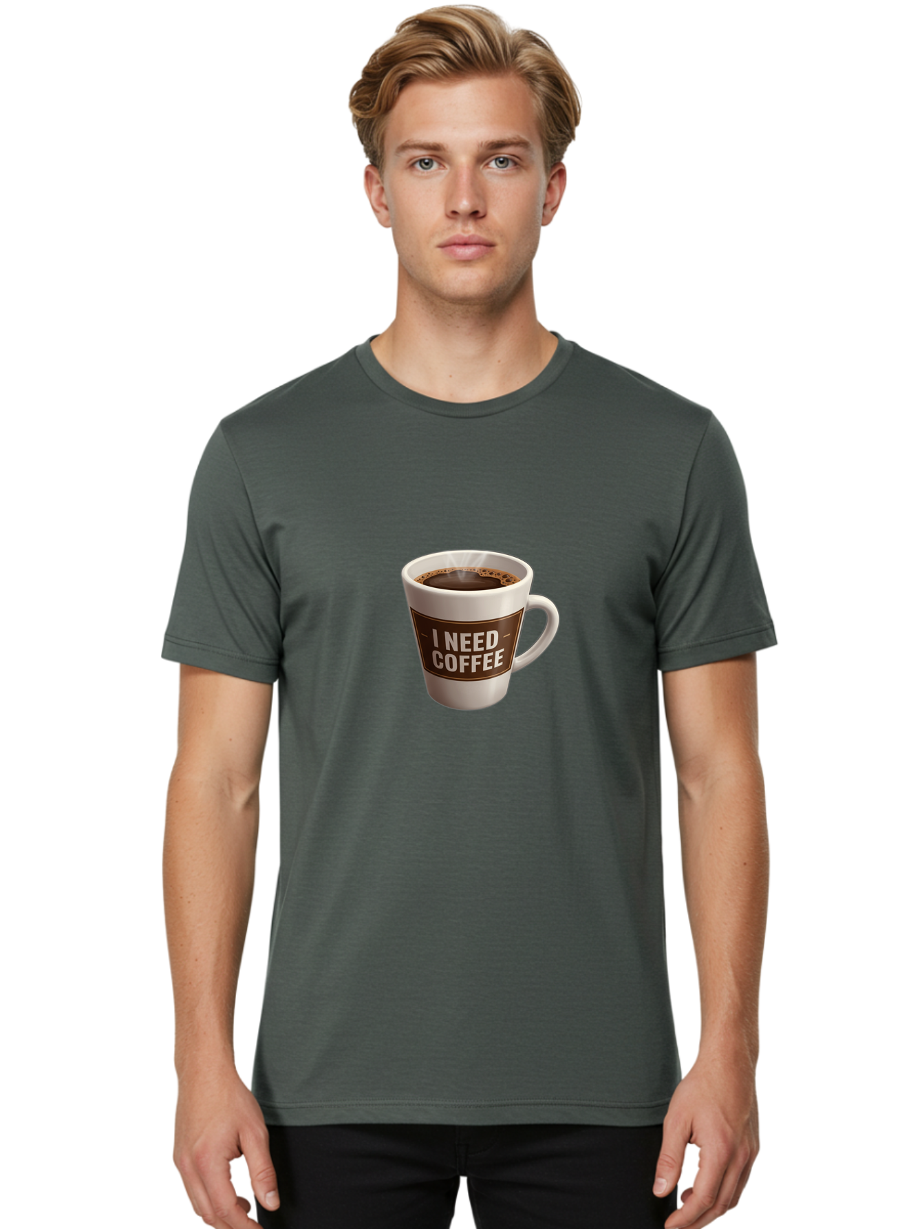I-Need-Coffee-8 Men'S Graphic Tee, 100% Cotton, Comfortable Casual Summer Wear, Machine Washable, Coffee Mug, Coffee Lover, Caffeine Fix, Morning Motivation, Daily Grind, Coffee Break, Coffee Addiction, Coffee Culture Bac072