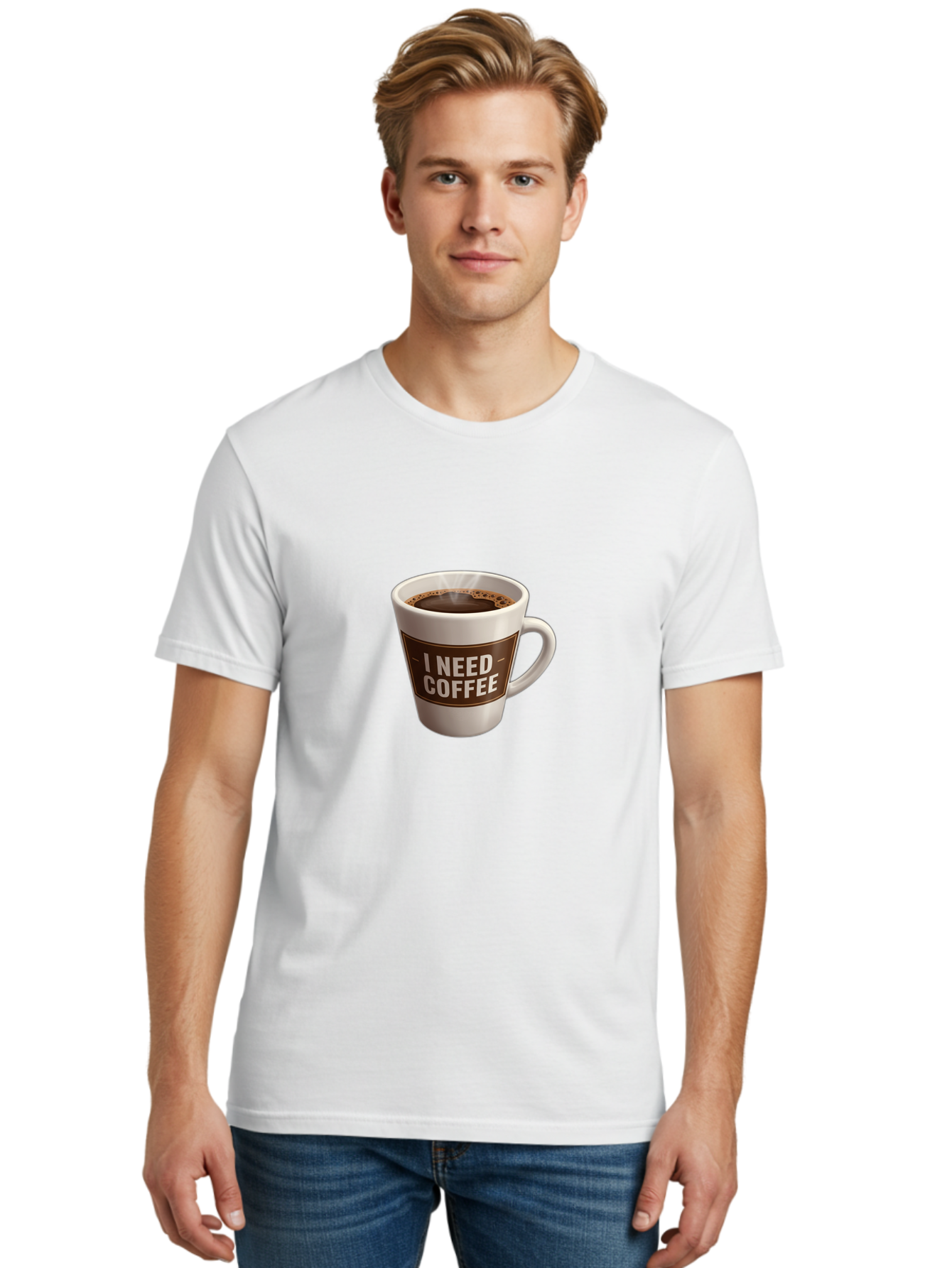 I-Need-Coffee-8 Men'S Graphic Tee, 100% Cotton, Comfortable Casual Summer Wear, Machine Washable, Coffee Mug, Coffee Lover, Caffeine Fix, Morning Motivation, Daily Grind, Coffee Break, Coffee Addiction, Coffee Culture Bac072