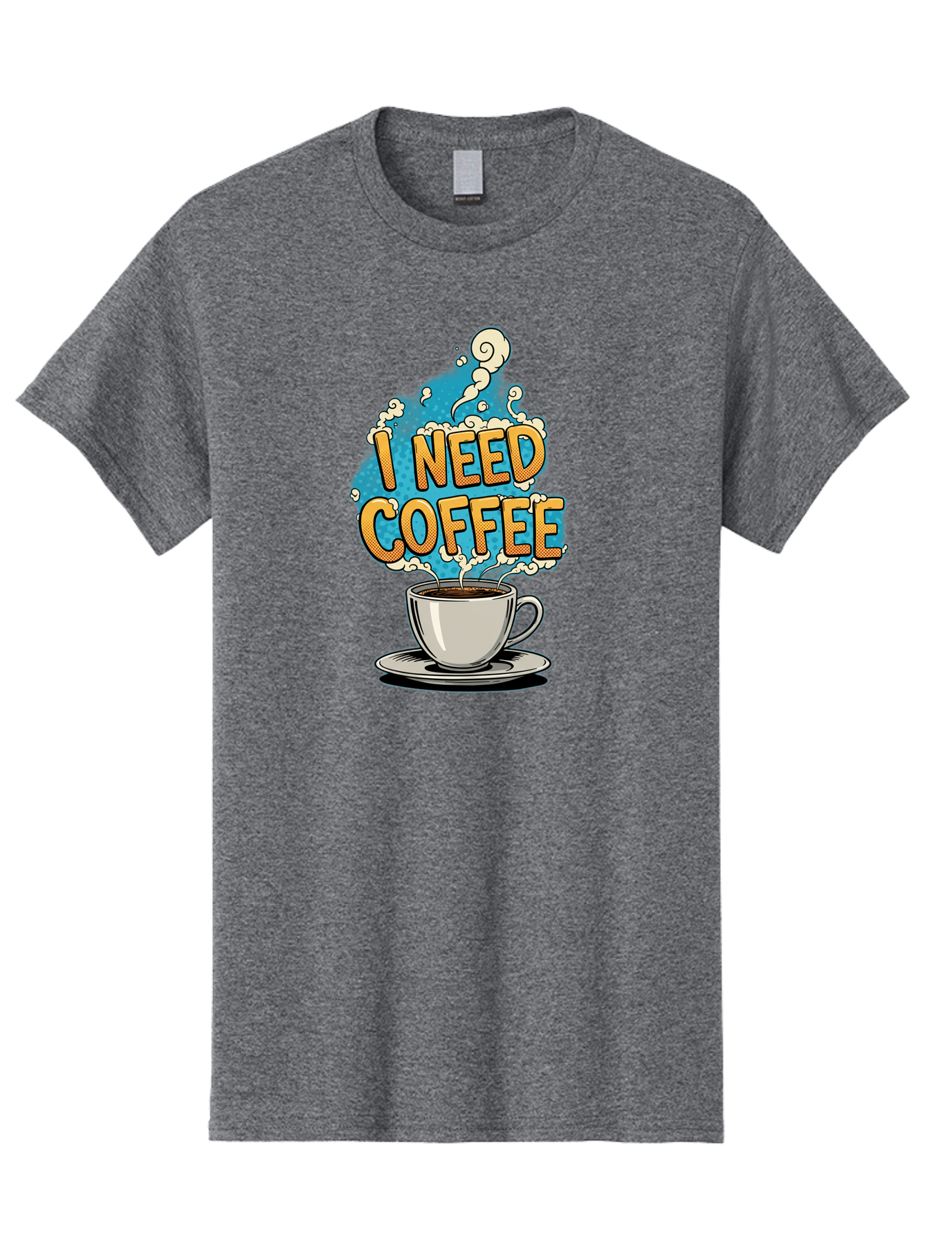 I-Need-Coffee-9 Men'S Graphic Tee, 100% Cotton, Comfortable Casual Summer Wear, Machine Washable, Coffee Cup, Morning Coffee, Coffee Addiction, Caffeine Fix, Morning Motivation, Coffee Lover, Steaming Hot Coffee, Coffee Break Bac073