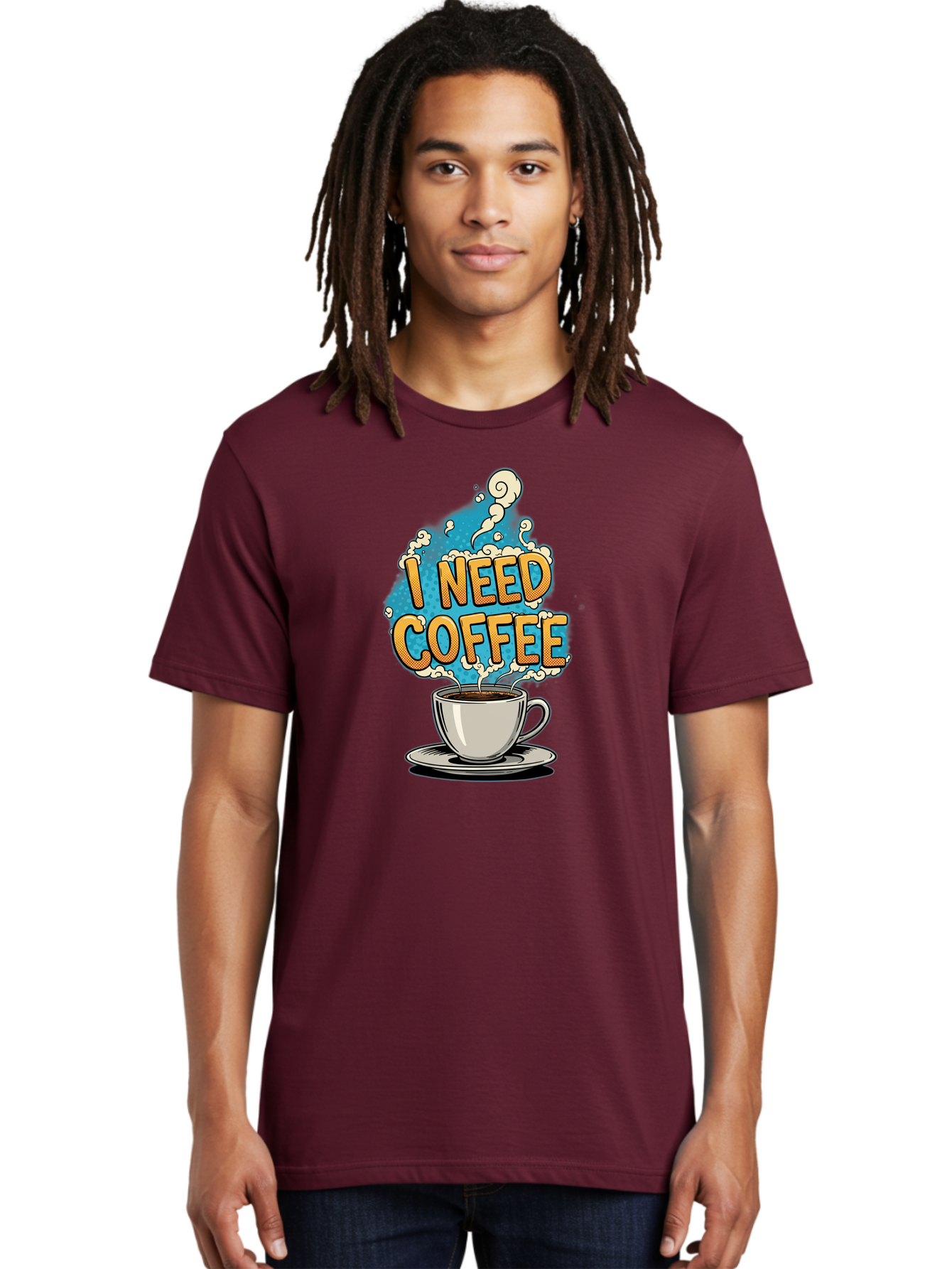I-Need-Coffee-9 Men'S Graphic Tee, 100% Cotton, Comfortable Casual Summer Wear, Machine Washable, Coffee Cup, Morning Coffee, Coffee Addiction, Caffeine Fix, Morning Motivation, Coffee Lover, Steaming Hot Coffee, Coffee Break Bac073