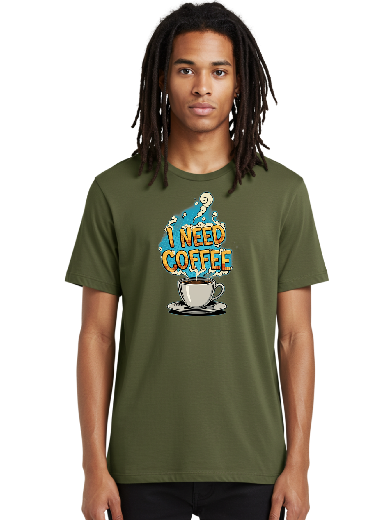 I-Need-Coffee-9 Men'S Graphic Tee, 100% Cotton, Comfortable Casual Summer Wear, Machine Washable, Coffee Cup, Morning Coffee, Coffee Addiction, Caffeine Fix, Morning Motivation, Coffee Lover, Steaming Hot Coffee, Coffee Break Bac073