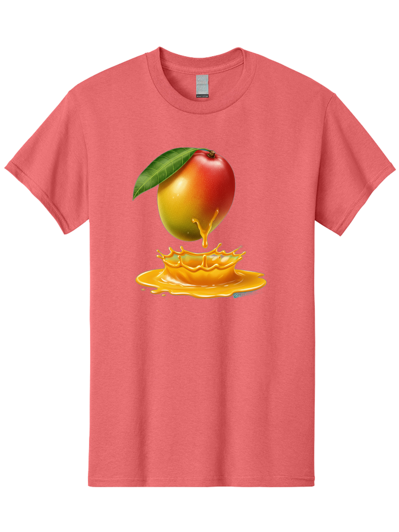 Juicy-Mango Men'S Graphic Tee, 100% Cotton, Comfortable Casual Summer Wear, Machine Washable, Juicy Mango, Mango Juice Splash, Fresh Fruit, Vibrant Colors, Ripe Mango, Mango Pulp, Splash Effect, Sweet And Tangy Bac079