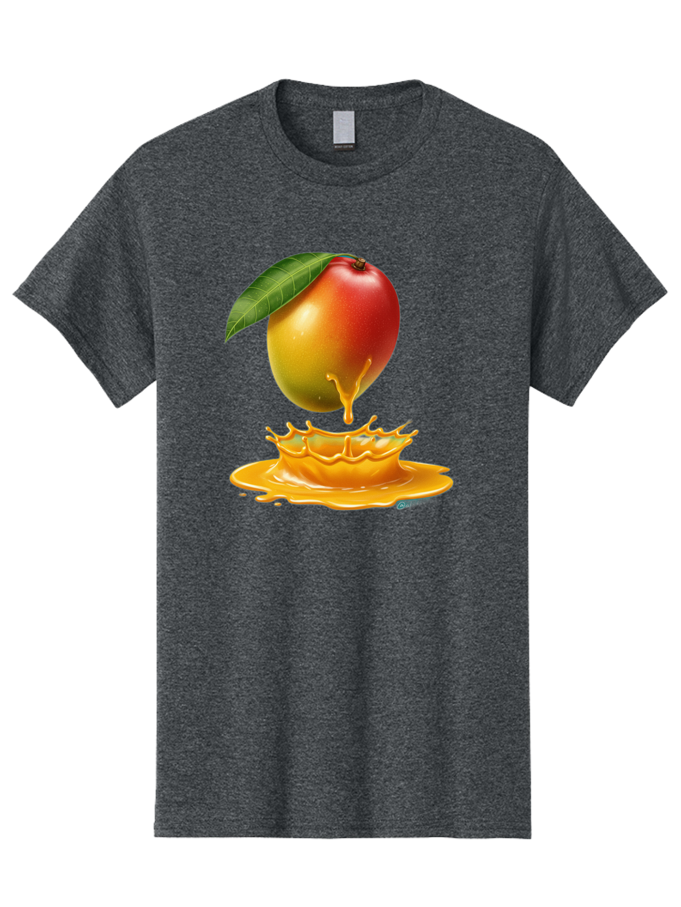 Juicy-Mango Men'S Graphic Tee, 100% Cotton, Comfortable Casual Summer Wear, Machine Washable, Juicy Mango, Mango Juice Splash, Fresh Fruit, Vibrant Colors, Ripe Mango, Mango Pulp, Splash Effect, Sweet And Tangy Bac079