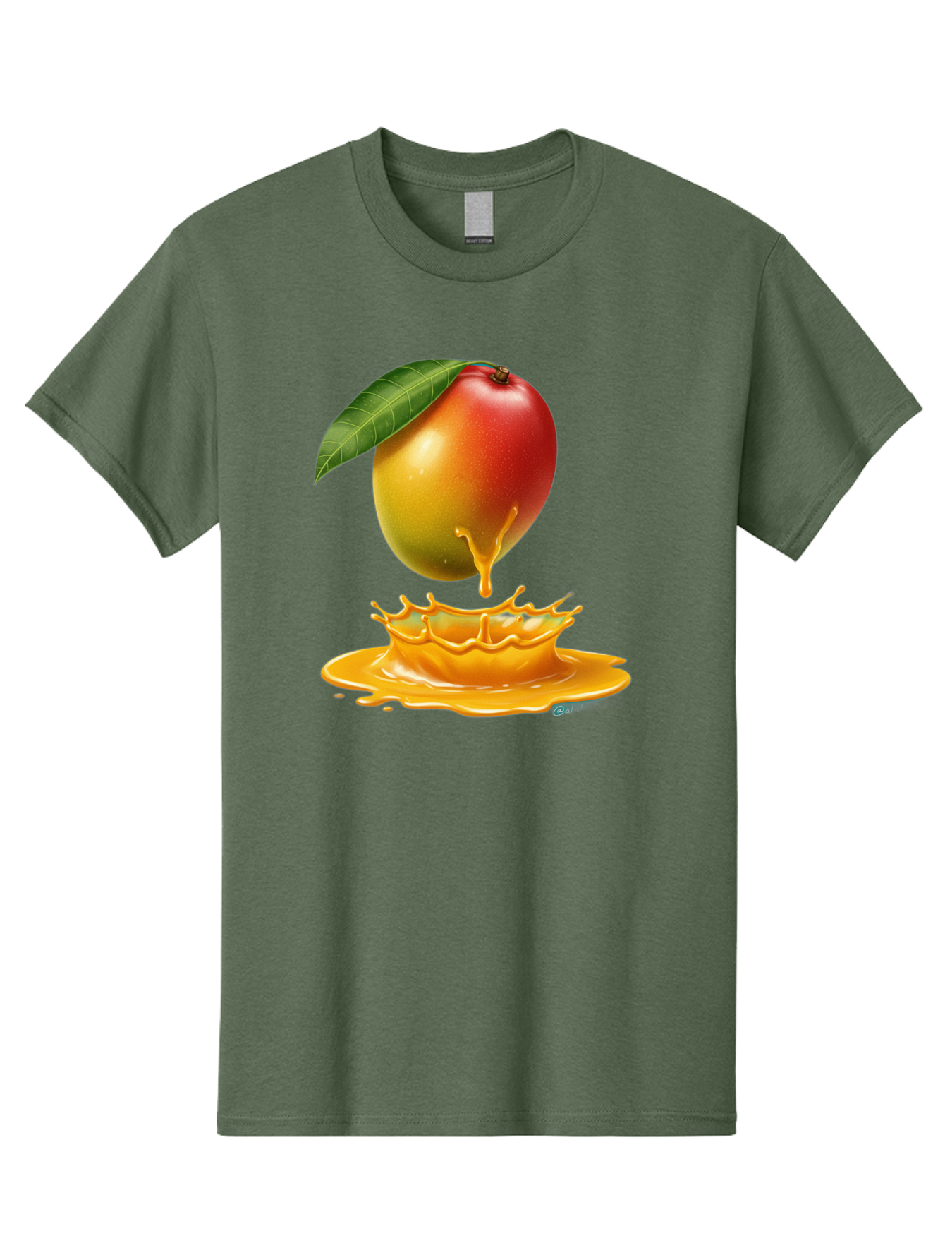 Juicy-Mango Men'S Graphic Tee, 100% Cotton, Comfortable Casual Summer Wear, Machine Washable, Juicy Mango, Mango Juice Splash, Fresh Fruit, Vibrant Colors, Ripe Mango, Mango Pulp, Splash Effect, Sweet And Tangy Bac079
