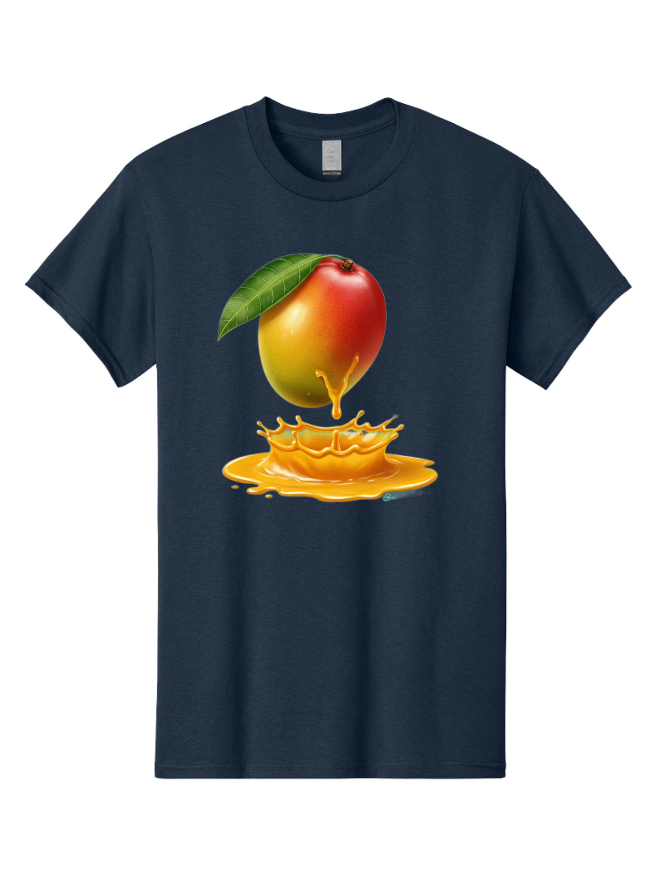 Juicy-Mango Men'S Graphic Tee, 100% Cotton, Comfortable Casual Summer Wear, Machine Washable, Juicy Mango, Mango Juice Splash, Fresh Fruit, Vibrant Colors, Ripe Mango, Mango Pulp, Splash Effect, Sweet And Tangy Bac079